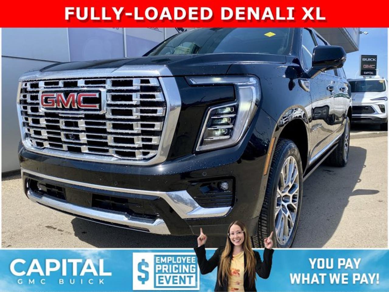 Check out this Fully Loaded YUKON DENALI XL... It comes equipped with options like the The Denali Reserve Package, Panoramic Sunroof Power Assist Steps, Heated and Cooled Seats, Air Suspension, Dual Display Rear Media Screens, 15 Inch heads-up display, Super Cruise Handsfree Driving, 360 CAM, Rear Streaming Mirror, Magnetic Ride Control, MASSIVE 16.8 Inch Horizontal Touchscreen, Max Trailering Package and so much more.... Come and experience it for yourself at CAPITAL GMC BUICKAsk for the Internet Department for more information or book your test drive today! Text 507-585-4395 for fast answers at your fingertips!AMVIC Licensed Dealer - Licence Number B1044900