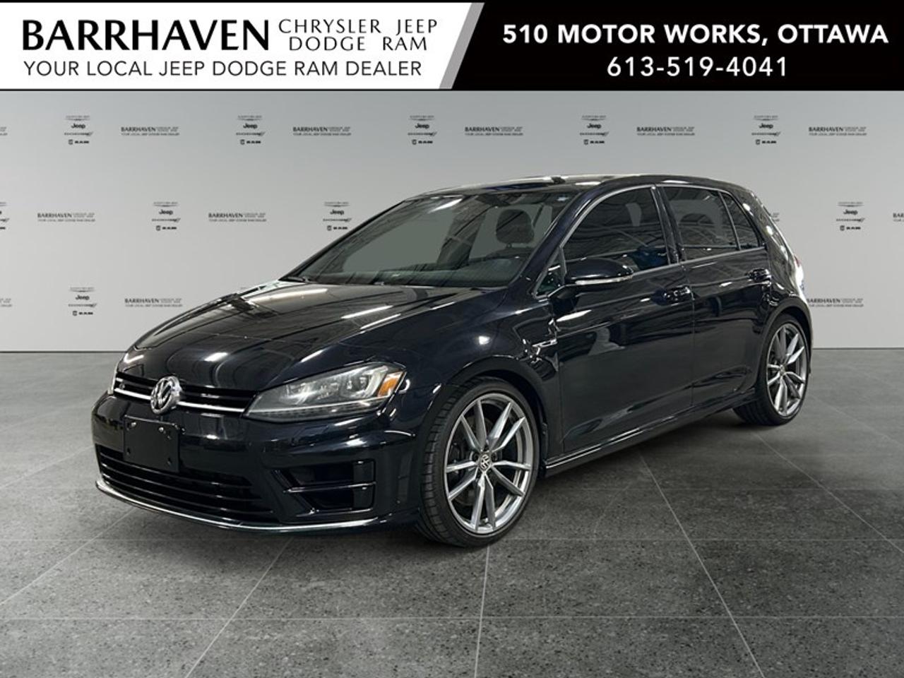 The 2017 Volkswagen Golf R in black with AWD precision delivers exhilarating handling and stability, perfect for any driving enthusiast. This exceptional hatchback immediately grabs attention with its dynamic form and refined styling. Step inside and experience sophistication with leather seats and a leather steering wheel. The spacious interior is designed with driver and passenger comfort in mind, featuring convenient power seats and ample storage. The alloy wheels add a touch of elegance to its already impressive look. Stay connected and secure with advanced technology such as a state-of-the-art navigation system and a backup camera to assist in those tight spots. Safety features like lane assist and brake assist, coupled with smart device integration and a crisp satellite radio system, offer a comprehensive modern driving experience. If you crave a blend of power, style, and cutting-edge technology, the Volkswagen Golf R is the perfect ride. For more details and to arrange your test drive, contact our dealership today and let us help you experience the thrill firsthand.