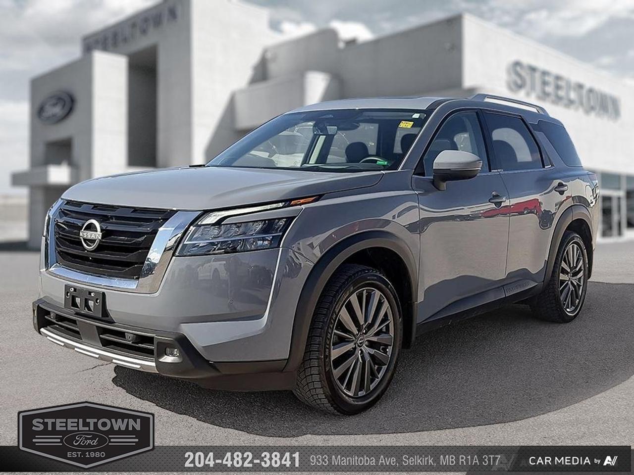 <b>Sunroof,  Navigation,  Leather Seats,  Apple CarPlay,  Android Auto!</b><br> <br> We value your TIME, we wont waste it or your gas is on us!   We offer extended test drives and if you cant make it out to us we will come straight to you!<br><br><br> <br>You can return to your rugged roots in this 2024 Nissan Pathfinder. This 2024 Nissan Pathfinder is fresh on our lot in Selkirk. <br> <br>With all the latest safety features, all the latest innovations for capability, and all the latest connectivity and style features you could want, this 2024 Nissan Pathfinder is ready for every adventure. Whether its the urban cityscape, or the backcountry trail, this 2024 Pathfinder was designed to tackle it with grace. If you have an active family, they deserve all the comfort, style, and capability of the 2024 Nissan Pathfinder. This SUV has 39,094 km. Its Grey in colour and is completely accident free based on the <a href=https://vhr.carfax.ca/?id=wH9D8CEo29e/7uYKQwrEHjKquRl+rF/l target=_blank>CARFAX Report</a>. It has an Automatic transmission and is powered by a 284HP 3.5L V6 Cylinder Engine. <br> <br> Our Pathfinders trim level is SL. This Pathfinder SL adds heated leather trimmed seats, driver memory settings, and a 120V outlet to this incredible SUV. This family hauler is ready for the city or the trail with modern features such as NissanConnect with navigation, touchscreen, and voice command, Apple CarPlay and Android Auto, paddle shifters, Class III towing equipment with hitch sway control, automatic locking hubs, alloy wheels, automatic LED headlamps, and fog lamps. Keep your family safe and comfortable with a heated leather steering wheel, a dual row sunroof, a proximity key with proximity cargo access, smart device remote start, power liftgate, collision mitigation, lane keep assist, blind spot intervention, front and rear parking sensors, and a 360-degree camera. This vehicle has been upgraded with the following features: Sunroof, Navigation, Leather Seats, Apple CarPlay, Android Auto, Power Liftgate, Blind Spot Detection.<br> <br>To apply right now for financing use this link: <a href=http://www.steeltownford.com/?https://CreditOnline.dealertrack.ca/Web/Default.aspx?Token=bf62ebad-31a4-49e3-93be-9b163c26b54c&La target=_blank>http://www.steeltownford.com/?https://CreditOnline.dealertrack.ca/Web/Default.aspx?Token=bf62ebad-31a4-49e3-93be-9b163c26b54c&La</a><br><br> <br/><br>Family owned and operated in Selkirk for 35 Years.  <br>Steeltown Ford is located just 20 minutes North of the Perimeter Hwy, with an onsite banking center that offers free consultations. <br>Ask about our special dealer rates available through all major banks and credit unions.<br><br><br>Steeltown Ford Protect Plus includes:<br>- Life Time Tire Warranty <br>Cars cost less in Selkirk <br><br>Dealer Permit # 1039<br><br><br> Come by and check out our fleet of 110+ used cars and trucks and 150+ new cars and trucks for sale in Selkirk.  o~o