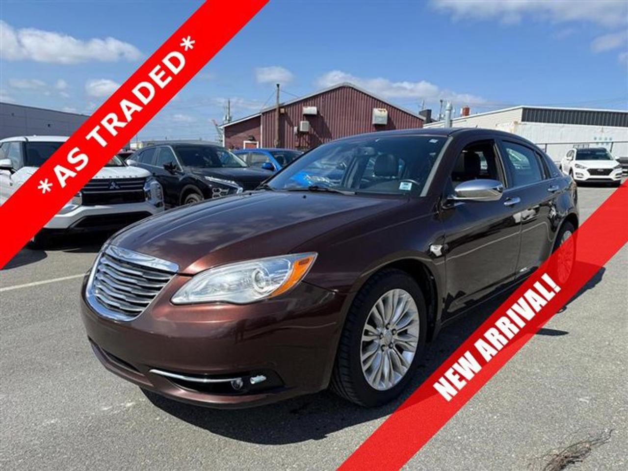 Recent Arrival! 2013 Chrysler 200 Limited V6 *AS TRADED* Black Interior Leather, Alloy wheels, Dual front impact airbags, Dual front side impact airbags, Heated front seats, Leather Trimmed Bucket Seats, Overhead airbag, Power driver seat, Power Express Open/Close Sunroof.Deep Auburn Pearlcoat 2013 Chrysler 200 Limited V6 *AS TRADED* FWD 6-Speed Automatic 3.6L V6 VVTSteele Mitsubishi has the largest and most diverse selection of preowned vehicles in HRM. Buy with confidence, knowing we use fair market pricing guaranteeing the absolute best value in all of our pre owned inventory!Steele Auto Group is one of the most diversified group of automobile dealerships in Canada, with 60 dealerships selling 29 brands and an employee base of well over 2300. Sales are up over last year and our plan going forward is to expand further into Atlantic Canada and the United States furthering our commitment to our Canadian customers as well as welcoming our new customers in the USA.Reviews:* Lots of features for the price; strong V6 engine; composed ride and handling; available convertible model. Source: Edmunds* If a powerful V6 engine, European-inspired ride and handling and a lavish interior are at the top of your mid-size sedan shopping list, the 2013 Chrysler 200 is tailor-made for you. The 200 Convertible offers seating for four and the only retractable hardtop in this price segment. Source: KBB.comAwards:* Wards 10 Best Engines * 2013 IIHS Top Safety Pick * 2013 KBB.com Brand Image Awards