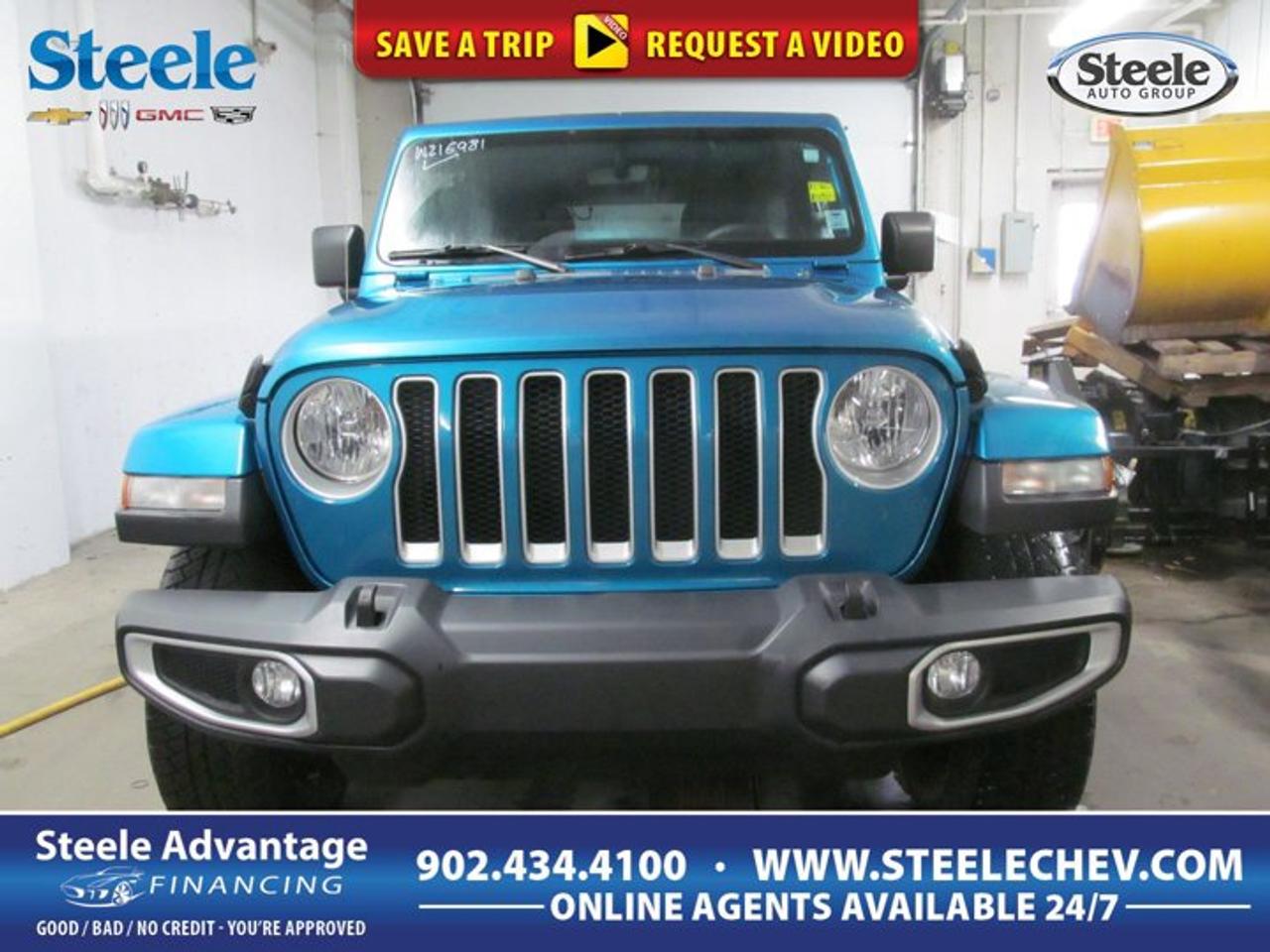 Take on every season in this 2020 Jeep Wrangler Sahara at Steele Chevrolet Buick GMC in Dartmouth. Finished in light blue with a black interior, this four-door convertible blends iconic Jeep style with everyday usability. Its automatic transmission, 4x4 capability, and turbocharged 2.0-litre gas engine make it well suited for city streets, highways, and weekend trails.With 81,671 km on the odometer, this used 2020 Jeep Wrangler Sahara offers proven versatility and a confident driving feel. The Sahara trim is known for balancing open-air freedom with comfort and convenience. This example adds welcome touches like an auto-dimming rearview mirror and a heated steering wheel for extra comfort during colder Nova Scotia mornings.FEATURES OF THE Wrangler SaharaFour-door body adds daily driving practicalityConvertible design delivers open-air Jeep funAutomatic transmission supports relaxed everyday drivingLight blue finish adds fresh characterADVANCED SAFETY FEATURESFour-wheel drive supports added road confidenceAuto-dimming mirror helps reduce night glareFour-door design improves passenger access easeStrong Jeep build inspires everyday confidencePERFORMANCE AND EFFICIENCYTurbocharged 2.0-litre four-cylinder gas engineDOHC design supports smooth engine responseAutomatic transmission delivers easy power management4x4 drivetrain handles changing road conditionsCOMFORT AND CONVENIENCEHeated steering wheel for cold morningsFour doors simplify family entryConvertible roof enhances summer driving enjoymentBlack interior offers a clean cabinTECHNOLOGY AND CONNECTIVITYClear driver-focused controls support easy useAuto-dimming mirror adds everyday driving convenienceAutomatic transmission reduces stop-and-go effortPractical layout keeps essentials close byCARGO SPACERear cargo area supports daily errandsFour-door layout improves loading flexibilityVersatile cabin suits travel gearUseful storage for weekend adventuresAWARDS & RECOGNITIONSBest Resale Value Award, Canadian Black Book, 2020WHAT OTHER OWNERS LIKEOpen-air driving experience feels fun year-roundConfident 4x4 capability in rough weatherTurbo engine balances power and efficiencyFour-door layout adds everyday usefulnessThe 2020 Jeep Wrangler Sahara remains one of the most recognizable utility vehicles on the road, and for good reason. Its classic shape, removable roof experience, and trail-ready attitude give it a unique appeal that few vehicles can match. This convertible version brings that same adventurous spirit while keeping the practicality of four full doors.The turbocharged intercooled premium unleaded 2.0-litre I-4 engine delivers responsive performance for daily driving and highway travel. Paired with an automatic transmission, it offers smooth operation in traffic and easy cruising on longer trips. The four-wheel-drive system adds confidence when road conditions change, especially during rain, slush, or winter driving in Atlantic Canada.Inside, the cabin is designed for straightforward use and lasting comfort. The heated steering wheel is a feature drivers will appreciate on cold mornings, while the auto-dimming rearview mirror helps make night driving easier by cutting glare from vehicles behind. The black interior gives the cabin a timeless, easy-to-maintain look that suits the Wranglers rugged personality.This 2020 Jeep Wrangler Sahara is a smart choice for drivers who want more than basic transportation. It delivers the freedom of a convertible, the utility of four doors, and the confidence of Jeep 4x4 capability in one memorable package. Whether you are heading downtown, driving the coast, or planning a weekend escape, this Wrangler is ready to make every trip more enjoyable.This 2020 Jeep Wrangler Saharas VIN is: 1C4HJXEN2LW216981.