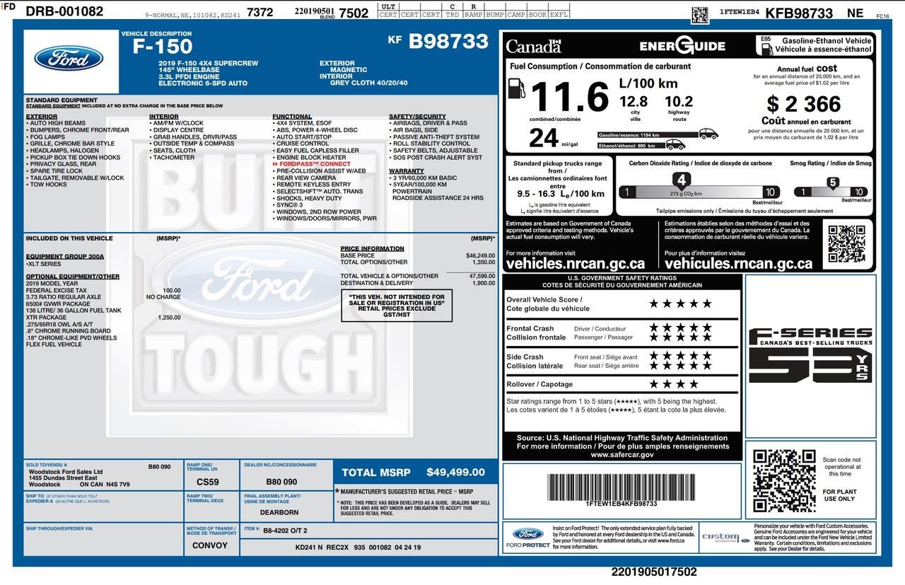 2019 Ford F-150 XLT 300A|XTR PK|REMOTE START|FORDPASS APP CONNECT Photo
