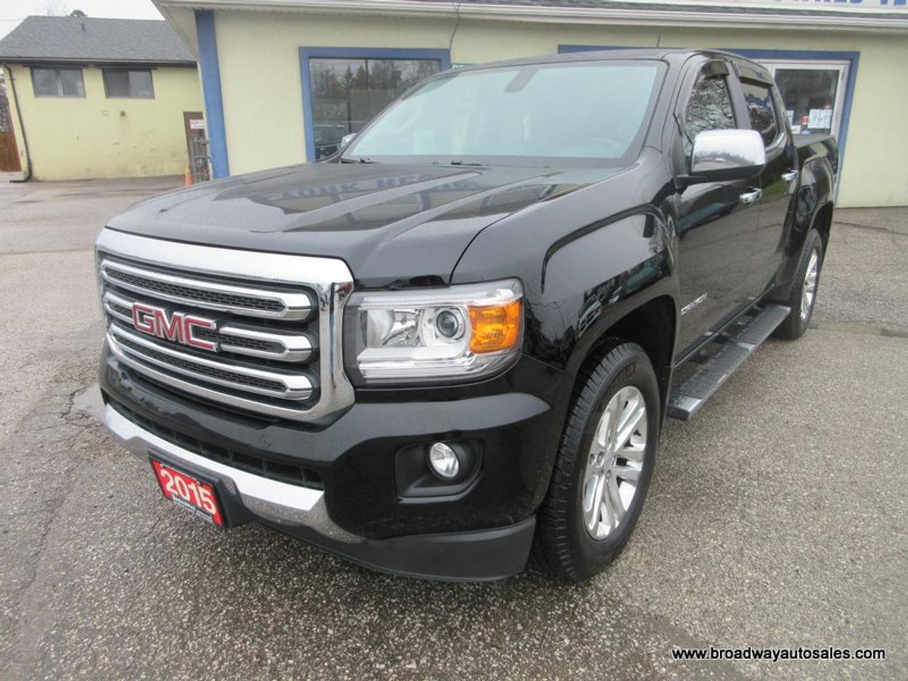 2015 GMC Canyon GREAT KM'S SLT-EDITION 5 PASSENGER 3.6L - V6.. 4X4.. CREW-CAB.. SHORTY.. LEATHER.. HEATED SEATS.. BACK-UP CAMERA.. BLUETOOTH SYSTEM..