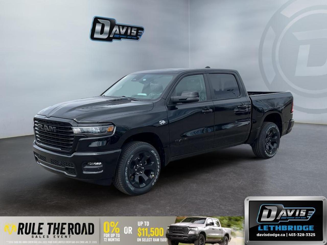 <p>Introducing the 2026 Ram 1500 Sport 4x4 Crew Cab 5'7" Box in a striking black finish, designed to handle any terrain with its 4×4 drivetrain and advanced handling capabilities.</p><p><strong>Interior Features</strong></p><ul><li>Spacious heated black seats for all-weather comfort</li><li>Leather-wrapped heated steering wheel</li><li>Power-adjustable pedals with memory settings for convenience</li><li>Luxurious 19-speaker Harman Kardon Premium Sound system</li><li>Dual wireless charging pads for easy device management</li><li>Uconnect 5 Nav with a massive 14.4" touchscreen display</li><li>App integration with Apple CarPlay and smartphone as a key functionality</li><li>Second-row heated seats and 115V rear auxiliary power outlet for all passengers</li></ul><p><strong>Exterior Features</strong></p><ul><li>Diamond Black Crystal Pearl exterior with bold styling</li><li>Alloy wheels enhancing the trucks robust look</li><li>Dual-pane panoramic sunroof for an open-air feeling</li><li>LED dual dome reading lamps and rain-sensing windshield wipers for added safety and convenience</li><li>Power tailgate with memory settings for ease of use</li><li>Exterior mirrors with memory settings</li></ul><p><strong>Technology & Safety Features</strong></p><ul><li>State-of-the-art navigation system for easy guidance</li><li>Advanced brake assist and backup camera for safer driving</li><li>Lane assist and adaptive cruise control for a confident highway experience</li><li>Parking sensors to simplify urban driving</li><li>Remote start and keyless entry for added convenience</li><li>Wi-Fi hotspot ensuring connectivity on the go</li><li>Trailer brake control for enhanced towing capabilities</li><li>Smart device integration and satellite radio for endless entertainment options</li></ul><p>This robust and luxurious truck is perfect for those seeking a blend of power, style, and technology. Ideal for adventurers and daily urban dwellers alike, the 2026 Ram 1500 Sport provides unmatched comfort and connectivity. Reach out to Davis Dodge Lethbridge today to learn more about this exceptional vehicle and schedule your test drive.</p>