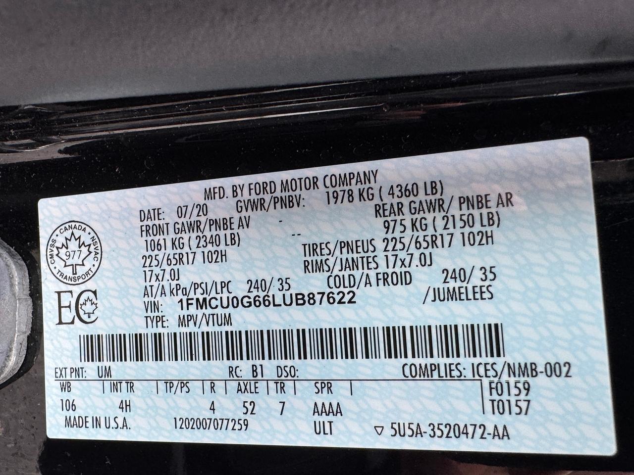 2020 Ford Escape SE+ApplePlay+ONE OWNER+CLEAN CARFAX Photo