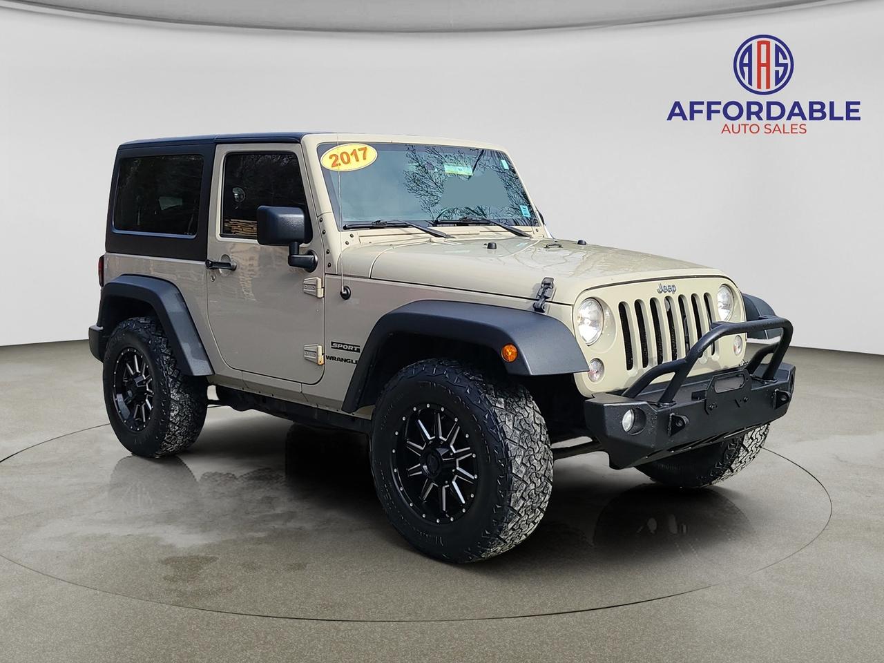<p><strong>Affordable Auto Sales</strong><br><strong>Affordable 2017 Jeep Wrangler Sport 4x4 !</strong><br>&nbsp;<br><strong><em>KEY HIGHLIGHTS!!!</em></strong><br>Great Deal + Easy Financing Available!<br>We price all of our vehicles below market value for a quick sale! Cash or financing options are available for qualified buyers.</p><p><br>&nbsp; &nbsp; &bull; &nbsp; &nbsp;Manual Transmission.<br>&nbsp; &nbsp; &bull; &nbsp; &nbsp;Fresh oil change, or like-new oil.<br>&nbsp; &nbsp; &bull; &nbsp; &nbsp;Tires to match the season!<br>&nbsp; &nbsp; &bull; &nbsp; &nbsp;30 DAY Powertrain Warranty with Extended Options Available<br>&nbsp; &nbsp; &bull; &nbsp; &nbsp;Only 126,000 Kilometres!<br>&nbsp; &nbsp; &bull; &nbsp; &nbsp;Brand new 2-year inspection &ndash; Fully certified!<br>&nbsp; &nbsp; &bull; &nbsp; &nbsp;Delivery available anywhere in Atlantic Canada!</p><p><br>FINANCING AVAILABLE!!!</p><p>Submit Your Application at www.affordableautosales.ca (http://www.affordableautosales.ca/)</p><p>Call / Text: 902-890-9423<br>Email: info@affordableautosales.ca</p>