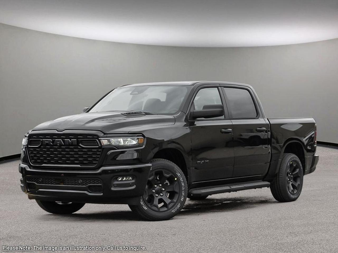 Introducing the 2026 Ram 1500 Express 4x4 Crew Cab 57 Box in sleek Black  built tough and loaded with features to power your drive. Under the hood, the advanced 3.0L I6 Hurricane Twin Turbo engine offers strong performance and efficiency, paired with an 8-speed automatic transmission and part-time 4WD for confident handling on all terrains. Ride on durable 20 polished aluminum wheels with all-season tires, complemented by performance-tuned shocks front and rear for smooth control.Inside, enjoy functional comfort with front 40/20/40 split bench seats, manual adjustments, and modern tech including the Uconnect 5 system with an 8.4 touchscreen, customizable cluster display, and connectivity features like wireless audio streaming and mobile hotspot. Safety and convenience abound with adaptive cruise control, LED headlights and fog lamps, heated power mirrors, trailer sway control, and a Class IV hitch ready for towing.From daily drives to heavy-duty jobs, the 2026 Ram 1500 Express blends rugged capability, refined details, and smart technology so you get the best of both worlds. Visit us today and experience how this powerhouse pickup fits your lifestyle perfectly!CALL AURORA DODGE NOW AT867-873-4222PRICING ADVERTISED IS REFLECTING THE CASH INCENTIVE AND CANNOT BE STACKED WITHLOW RATEFINANCING, PRICING ADVERTISED CAN BE FINANCED. REACH OUT TO THE SALES TEAM TO GET YOUR QUOTE TAILORED TO HOW YOU WOULD LIKE TO BUY