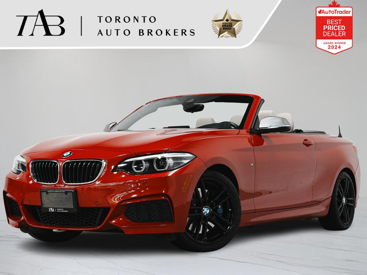This 2019 BMW M240i xDrive Convertible is presented in excellent condition. Blending compact performance with open-top driving enjoyment, the M240i xDrive delivers a dynamic and engaging experience with BMWs signature engineering and refinement.

Key features include:

xDrive All-Wheel Drive System
8-Speed Sport Automatic Transmission
Power Soft-Top Convertible Roof
M Sport Package
Adaptive M Suspension
M Sport Brakes
Leather Upholstery
Heated Front Seats
Dual-Zone Automatic Climate Control
iDrive Infotainment System
Navigation System

NOW OFFERING 3 MONTH DEFERRED FINANCING PAYMENTS ON APPROVED CREDIT. 

WE OFFER THE BEST FINANCE RATES, AND DONT CHARGE ANY FINANCING FEE

Looking for a top-rated pre-owned luxury car dealership in the GTA? Look no further than Toronto Auto Brokers (TAB)! Were proud to have won multiple awards, including the 2024 AutoTrader Best Priced Dealer, the 2024 CarGurus Award, the 2025 Top Choice Award, the 2025 Consumer Satisfaction Award, the 2025 Canadian Choice Award, the 2025 Three Best Rated Dealer Award, and many more!

With 30 years of experience serving the Greater Toronto Area, TAB is a respected and trusted name in the pre-owned luxury car industry. Our 30,000 sq.Ft indoor showroom is home to a wide range of luxury vehicles from top brands like BMW, Mercedes-Benz, Audi, Porsche, Land Rover, Jaguar, Aston Martin, Bentley, Maserati, and more. And we dont just serve the GTA, were proud to offer our services to all cities in Canada, including Vancouver, Montreal, Calgary, Edmonton, Winnipeg, Saskatchewan, Halifax, and more.

At TAB, were committed to providing a no-pressure environment and honest work ethics. As a family-owned and operated business, we treat every customer like family and ensure that every interaction is a positive one. Come experience the TAB Lifestyle at its truest form, luxury car buying has never been more enjoyable and exciting!

We offer a variety of services to make your purchase experience as easy and stress-free as possible. From competitive and simple financing and leasing options to extended warranties, aftermarket services, and full history reports on every vehicle, we have everything you need to make an informed decision. We welcome every trade, even if youre just looking to sell your car without buying, and when it comes to financing or leasing, we offer same day approvals, with access to over 50 lenders, including all of the banks in Canada. Feel free to check out your own Equifax credit score without affecting your credit score, simply click on the Equifax tab above and see if you qualify.


Call us today or visit our website to learn more about our inventory and services. And remember, all prices exclude applicable taxes and licensing, and vehicles can be certified at an additional cost of $999.