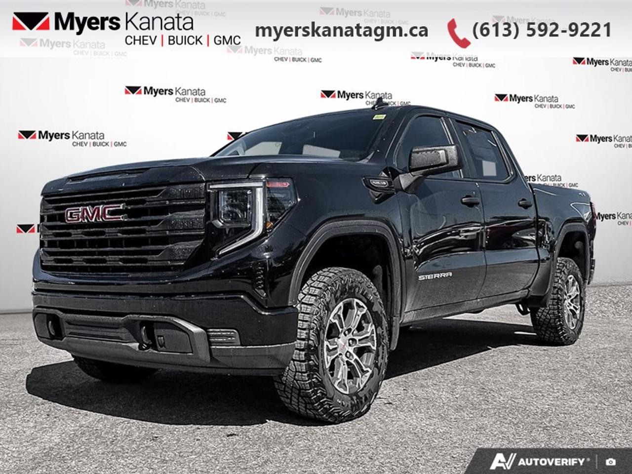 <b>Graphite Edition, Spray-On Bedliner, Off-Road Suspension!</b><br> <br> At Myers, we believe in giving our customers the power of choice. When you choose to shop with a Myers Auto Group dealership, you dont just have access to one inventory, youve got the purchasing power of an entire auto group behind you!<br> <br> SPECIAL! EMPLOYEE PRICING ON NOW! Was $75025. Now $63628! $5897 discount until Aug 31!  (in addition to the $5500 rebate)  <br> <br/>This 2026 Sierra 1500 is engineered for ultra-premium comfort, offering high-tech upgrades, beautiful styling, authentic materials and thoughtfully crafted details.<br> <br>This 2026 GMC Sierra 1500 stands out in the midsize pickup truck segment, with bold proportions that create a commanding stance on and off road. Next level comfort and technology is paired with its outstanding performance and capability. Inside, the Sierra 1500 supports you through rough terrain with expertly designed seats and robust suspension. This amazing 2026 Sierra 1500 is ready for whatever.<br> <br>This Onyx Black Crew Cab 4X4 pickup has an Automatic transmission and is powered by a 355HP 5.3L 8 Cylinder Engine. <br> <br> Our Sierra 1500s trim level is Pro. This trim features GMC Pro Safety brings advanced confidence to every drive, offering features like Forward Collision Alert, Lane Keep Assist, Automatic Emergency Braking, and IntelliBeam. A bold exterior pairs LED projector headlamps, chrome bumpers, and CornerStep rear bumper with practical touches like 12 fixed cargo tie-downs and a fully boxed frame. Inside, drivers get a straightforward and durable cabin with a 7-inch touchscreen, wireless Apple CarPlay and Android Auto, Wi-Fi hotspot capability, and convenient split-bench seating with under-seat storage, while a standard HD Rear Vision Camera and stability control add everyday assurance. This vehicle has been upgraded with the following features: Graphite Edition, Spray-On Bedliner, Off-Road Suspension.<br><br> <br>To apply right now for financing use this link: <a href=https://www.myerskanatagm.ca/finance/ target=_blank>https://www.myerskanatagm.ca/finance/</a><br> <br/>Weve discounted this vehicle $5897. Total rebate of $5500 is reflected in the price. Incentives expire 2026-08-31. See dealer for details. <br><br>Myers Kanata Chevrolet Buick GMC Inc is a great place to find quality used cars, trucks and SUVs. We also feature over a selection of over 50 used vehicles along with 30 certified pre-owned vehicles. Our Ottawa Chevrolet, Buick and GMC dealership is confident that youll be able to find your next used vehicle at Myers Kanata Chevrolet Buick GMC Inc. You will always find our inventory updated with the latest models. Our team believes in giving nothing but the best to our customers. Visit our Ottawa GMC, Chevrolet, and Buick dealership and get all the information you need today!<br> Come by and check out our fleet of 50+ used cars and trucks and 160+ new cars and trucks for sale in Kanata.  o~o
