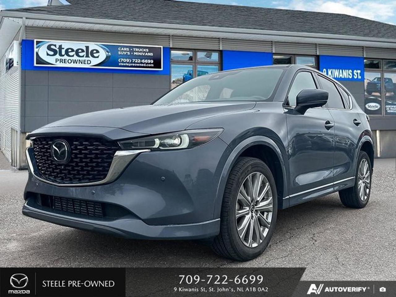 This 2022 Mazda CX-5 Signature is a top-of-the-line SUV that offers a perfect combination of style, performance, and comfort. With only 42,500 kilometers on the odometer, this vehicle is in excellent condition and ready to hit the road. The gasoline engine is an Intercooled Turbo Regular Unleaded I-4 2.5 L/152, providing impressive power and efficiency. The AWD 6-Speed Automatic w/OD transmission ensures a smooth and responsive driving experience. One of the standout features of this Mazda CX-5 Signature is the heated/ventilated front seats, which provide ultimate comfort no matter what the weather may be. Additionally, the 10-way power driver seat with power lumbar support and 2-setting drive seat memory allows for personalized comfort during every drive. The 6-way power front passenger seat and height adjustable head restraints add even more convenience for both the driver and passengers. If youre in search of a high-quality SUV that offers luxury amenities without sacrificing performance, this Mazda CX-5 Signature is the perfect choice for you.