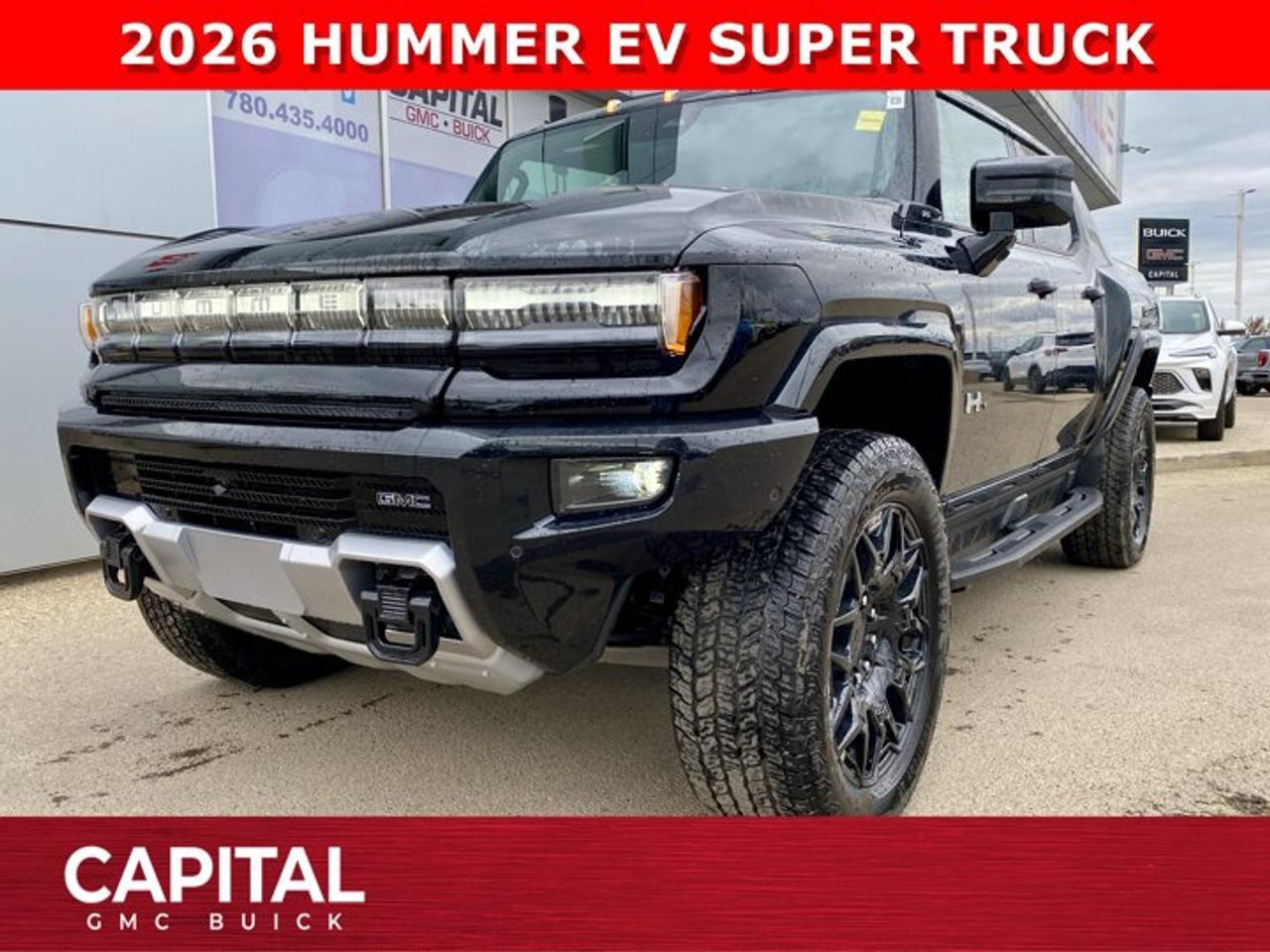 Dont miss out on this 2026 Hummer EV TRUCK! Fully equipped with cool features like CrabWalk mode, 4-wheel steering, Air Ride Suspension, Heated and Cooled Seats, Heated Steering, Rear Streaming Camera Mirror, 360 CAM, Heated Rear Seats and so much more! Ask about our incredible 2-year lease rates....Ask for the Internet Department for more information or book your test drive today! Text 507-585-4395 for fast answers at your fingertips!AMVIC Licensed Dealer - Licence Number B1044900