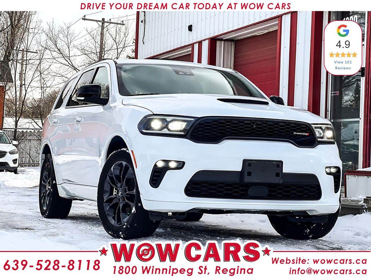 2022 Dodge Durango GT PlusOdometer: 103,048 km <br/> Price: $35,990+taxes <br/> Financing Available <br/> <br/> WOW Factors:- -Certified and mechanical inspection <br/> -No Accidents <br/> <br/> <br/> Highlight Features:--Lane Keep Departure <br/> -Front Collision Warning <br/> -Wireless Apple Carplay, Android Auto <br/> -Premium Alloy Wheels <br/> -Blindspot Monitoring System <br/> -Navigation Package <br/> -10.1-inch Uconnect 5 touchscreen <br/> -Power Leather seats <br/> -Heated Seats (Front & Rear) <br/> -Heated Steering Wheel <br/> -Remote Starter <br/> -Push button Start <br/> -Sunroof <br/> -Keyless Entry <br/> -Backup-Camera <br/> - Parking Sensors <br/> -Engine Start/Stop <br/> -Tow Package <br/> -Power lift-gate <br/> -Adaptive Cruise Control and much more. <br/> Financing Available <br/> <br/> <br/> Driven by Trust, Powered by Family  Your Destination for Quality Pre-Owned Vehicles <br/> At our family-owned dealership, customer satisfaction isnt just a goal  its our promise. We specialize in pre-owned Cars, SUVs, Vans, and Trucks, offering standout value with the WOW factors that set us apart. From exceptional Google reviews to unmatched after-sales service, we go above and beyond to make your experience seamless, transparent, and friendly. <br/> <br/> <br/> Visit WOW CARS Today at 1800 Winnipeg Street Regina, SK S4P1G2, or give us a call at (639) 528-8II8 <br/>