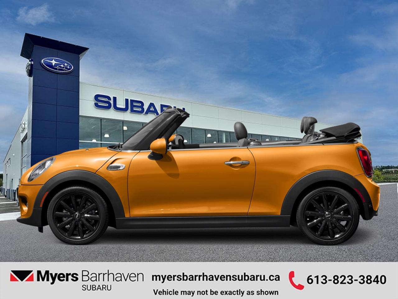 <b>Sunroof,  Bluetooth,  Aluminum Wheels,  Air Conditioning,  Remote Keyless Entry!</b><br> <br> This 2016 Mini Cooper Convertible is the latest model from Mini and its offering a lot of bang for your buck. This 2016 MINI Cooper Convertible is fresh on our lot in Nepean. <br> <br>The Mini Cooper Convertible retains all of the Mini character and styling with the addition of a convertible roof. With the ability to open and close the roof while moving, Mini have outdone themselves creating one premium small coupe convertible that is a great performer in the streets. Agile handling and go cart like suspension when in sport mode really turn this Mini Cooper Convertible into an able sports coupe. This convertible has 101,000 km. Its Volcanic Orange in colour and is completely accident free based on the <a href=https://vhr.carfax.ca/?id=16p99HzuH9VbhbPI0cHnKiAc4dF03SjJ target=_blank>CARFAX Report</a>. It has a Manual transmission and is powered by a 134HP 1.5L 3 Cylinder Engine. <br> <br> Our Cooper Convertibles trim level is Base. Drop the top and enjoy the Mini Cooper Convertible in all its glory. This mini is filled with premium options such as speed sensing steering, aluminum alloy wheels, a fully convertible power top, perimeter and approach lights, 6 speaker stereo with Bluetooth connectivity, a sport leather steering wheel, adjustable front sports seats, push button start, remote keyless entry, cruise control, air conditioning, and much more in this loaded Mini Cooper Convertible. This vehicle has been upgraded with the following features: Sunroof, Bluetooth, Aluminum Wheels, Air Conditioning, Remote Keyless Entry, Power Windows.<br> <br>To apply right now for financing use this link: <a href=https://www.myersbarrhavensubaru.ca/quick-approval/ target=_blank>https://www.myersbarrhavensubaru.ca/quick-approval/</a><br><br> <br/><br><br> The Myers name has been synonymous with first-rate automotive service and products for over 80 years in Ottawa; we are happy to welcome you here to <b> Myers Barrhaven Subaru </b> the unbeatable Subaru dealer in Ottawa and the National Capital Region. Serving drivers as the premier Subaru dealership near Kanata, Orléans, Gatineau, QC and Vanier region, we offer a wide range of new and used offerings from Subaru. If youre in the market for a full range of Subaru cars and Subaru SUVs for sale in Ottawa. </br> o~o