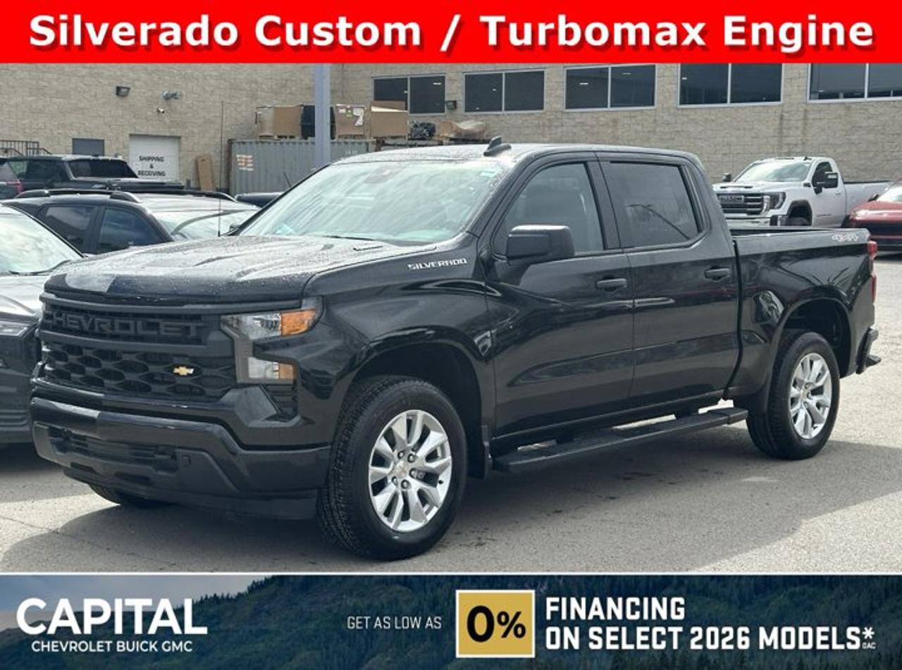 This Chevrolet Silverado 1500 delivers a Turbocharged Gas I4 2.7L/166 engine powering this Automatic transmission. TRANSMISSION, 8-SPEED AUTOMATIC, ELECTRONICALLY CONTROLLED with overdrive and tow/haul mode. Includes Cruise Grade Braking and Powertrain Grade Braking (STD), TRAILER BRAKE CONTROLLER, INTEGRATED, REAR AXLE, 3.42 RATIO.* This Chevrolet Silverado 1500 Features the Following Options *LPO, BLACK TUBULAR ASSIST STEPS, 6 RECTANGULAR (dealer-installed), ENGINE, 2.7L TURBOMAX (310 hp [231 kW] @ 5600 rpm, 430 lb-ft of torque [583 Nm] @ 3000 rpm) (STD), ENGINE BLOCK HEATER, CUSTOM PREFERRED EQUIPMENT GROUP includes standard equipment, AUTO-LOCKING REAR DIFFERENTIAL, Wireless phone projection for Apple CarPlay and Android Auto, Windows, power rear, express down, Window, power front, passenger express down, Window, power front, drivers express up/down, Wi-Fi Hotspot capable (Terms and limitations apply. See onstar.ca or dealer for details.).* Visit Us Today *A short visit to Capital Chevrolet Buick GMC Inc. located at 13103 Lake Fraser Drive SE, Calgary, AB T2J 3H5 can get you a tried-and-true Silverado 1500 today!