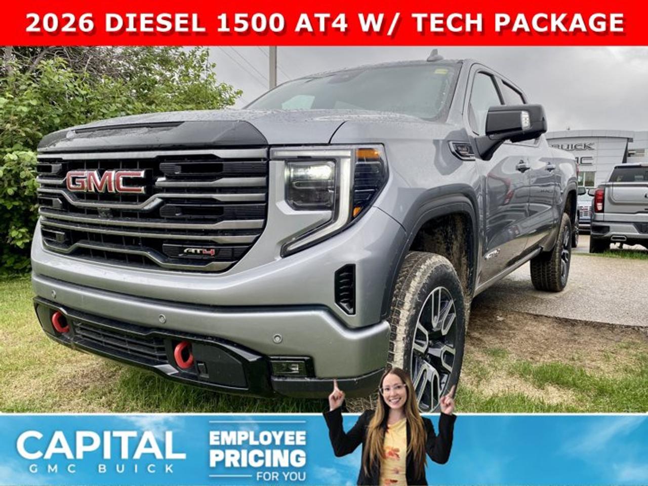 Dont miss out on this limited production Sierra 1500 AT4 DIESEL... Fully Equipped with the Technology Package, Heated and Cooled Bucket Seats, Heated Rear Seats, Heated Steering, 360 CAM, 15 Heads-up Display, Rear Streaming Camera Mirror, Power Sunroof, Wireless Charger, Dual Exhaust, 2 Inch Factory Lift and so much more... This rare truck can be yours so CALL NOWAsk for the Internet Department for more information or book your test drive today! Text 507-585-4395 for fast answers at your fingertips!AMVIC Licensed Dealer - Licence Number B1044900