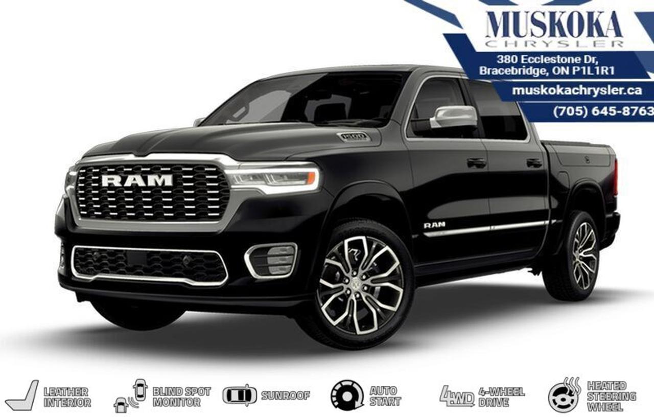 This RAM 1500 Tungsten, with a 3.0L I-6 twin turbo engine engine, features a 8-speed automatic transmission, and generates 11.5 highway/15.7 city L/100km. Find this vehicle with only 0 kilometers!  RAM 1500 Tungsten Options: This RAM 1500 Tungsten offers a multitude of options. Technology options include: Voice Recorder, Hands-Free Active Driving Assist, 3 LCD Monitors In The Front, HD Radio, MP3 Capability.  Safety options include Rain Detecting Variable Intermittent Wipers, Airbag Occupancy Sensor, Curtain 1st And 2nd Row Airbags, Driver Monitoring-Alert, Dual Stage Driver And Passenger Front Airbags.  Visit Us: Find this RAM 1500 Tungsten at Muskoka Chrysler today. We are conveniently located at 380 Ecclestone Dr Bracebridge ON P1L1R1. Muskoka Chrysler has been serving our local community for over 40 years. We take pride in giving back to the community while providing the best customer service. We appreciate each and opportunity we have to serve you, not as a customer but as a friend