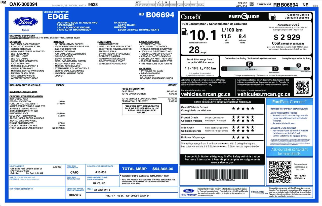 2024 Ford Edge Titanium 300A|COLD WTHR PK|COPILOT 360|TOW PK|PANO|NO ACCID Photo