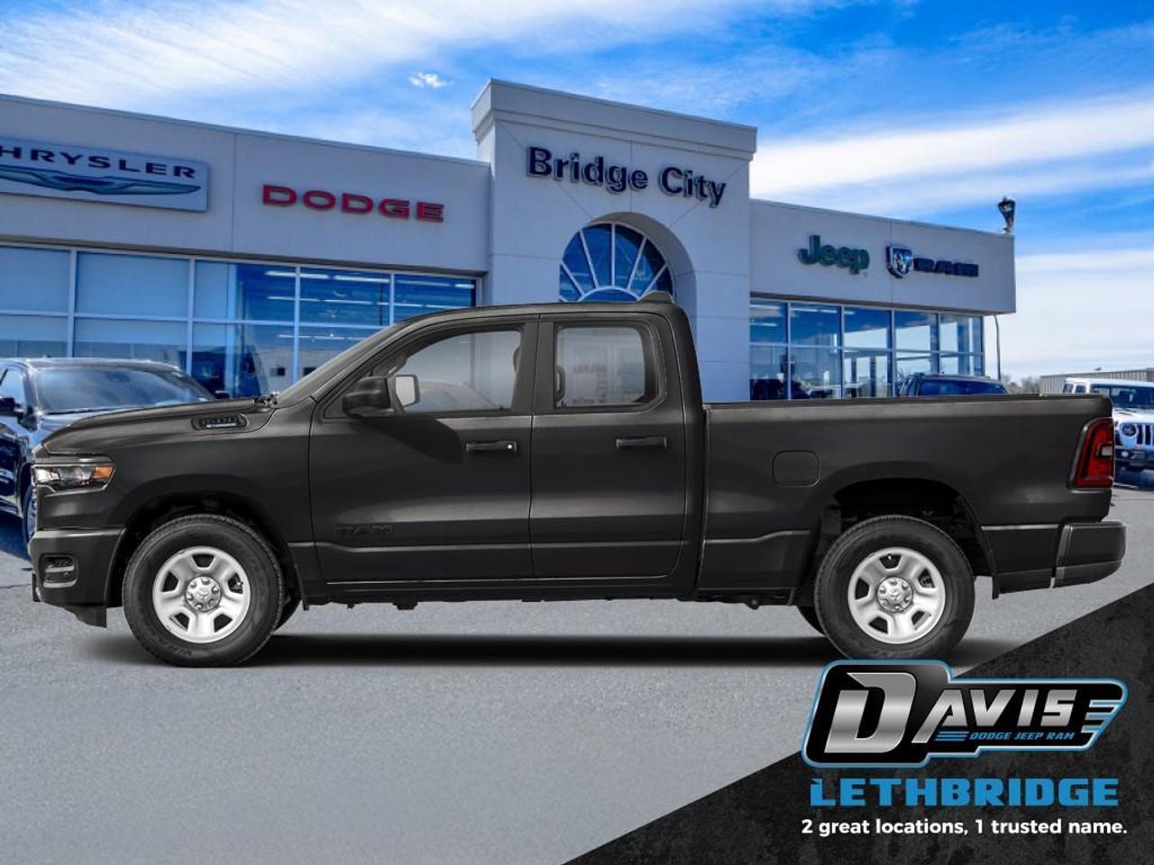 <b>Adaptive Cruise Control, Remote Start, Blind Spot Detection, Lane Keep Assist, Lane Departure Warning!</b><br /> <br /> <br /> <br />The 2026 Ram 1500 redefines strength and sophistication with advanced tech, premium comfort, and unstoppable capability. <br /> <br />The Ram 1500's unmatched luxury transcends traditional pickups without compromising its capability. Loaded with best-in-class features, it's easy to see why the Ram 1500 is so popular. With the most towing and hauling capability in a Ram 1500, as well as improved efficiency and exceptional capability, this truck has the grit to take on any task.<br /> <br />This Diamond Black Crystal Paearl Extended Cab 4X4 pickup has an Automatic transmission and is powered by a 305HP 3.6L V6 Cylinder Engine. <br /> <br /> Our 1500's trim level is Express. This capable pickup blends strength, utility, and modern convenience for drivers who demand more from their truck. Its bold exterior design features smart functional details like heated mirrors, deep-tinted glass, and a durable cargo bed with easy tailgate access. Inside, the cabin delivers comfort and practicality with spacious seating, smart storage, and intuitive technology including an 8.4-inch Uconnect touchscreen, smartphone integration, and a Wi-Fi hotspot. Convenience features like remote start, adaptive cruise control, and keyless entry make every drive easier, while advanced safety systems such as Blind Spot Detection, Forward Collision Warning, Active Lane Management, and ParkSense parking sensors provide peace of mind on every journey. This vehicle has been upgraded with the following features: Adaptive Cruise Control, Remote Start, Blind Spot Detection, Lane Keep Assist, Lane Departure Warning, Heated Mirrors.<br /><br /> <br />To apply right now for financing use this link: <a href=https://lethbridge.davisdodge.ca/free-credit-check/ target=_blank rel=nofollow noopener noreferrer>https://lethbridge.davisdodge.ca/free-credit-check/</a><br /><br /> <br /><br />As a premier Chrysler, Dodge, Jeep and RAM dealership, Davis Dodge proudly offers an extensive selection of new and used vehicles to meet every drivers needs. Customers across Lethbridge, Fort Macleod, Taber, Claresholm, Coaldale, and beyond trust us for daily vehicle specials, certified service and parts, and a seamless online inventory experience. <br /><br /> With competitive financing options and expert support, we make car buying easy and enjoyable. <br /><br /> Ready to hit the road? Schedule your test drive today at Davis Dodge, your trusted Chrysler, Dodge, Jeep and RAM dealer in Lethbridge, Alberta.<br /><br /> Vehicle pricing offer shown expires 2026-04-30. <br /> Come by and check out our fleet of 70+ used cars and trucks and 110+ new cars and trucks for sale in Lethbridge. o~o