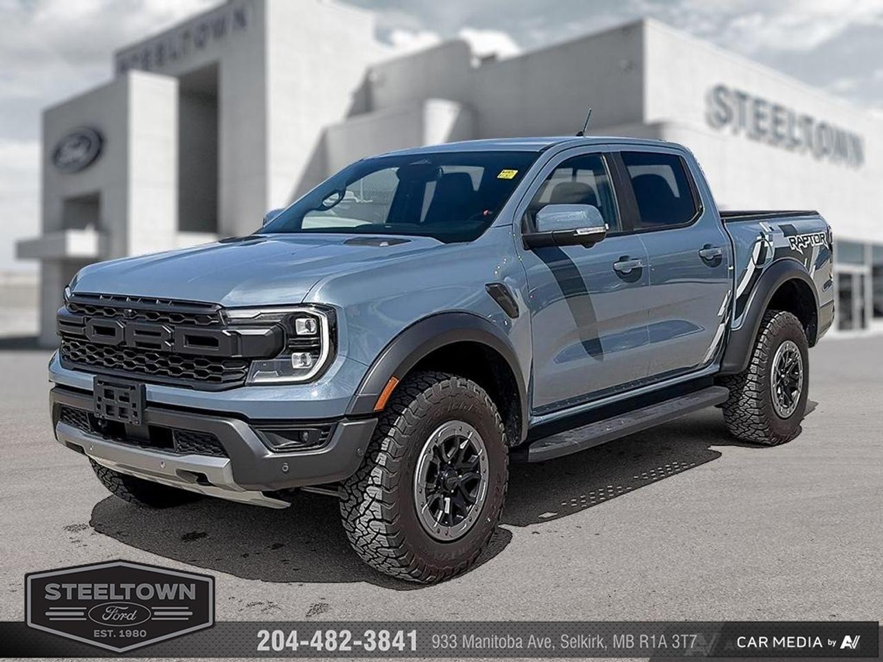 <b>Low Mileage, Off-Road Suspension,  Premium Audio,  Navigation,  Adaptive Cruise Control,  Heated Seats!</b><br> <br> We value your TIME, we wont waste it or your gas is on us!   We offer extended test drives and if you cant make it out to us we will come straight to you!<br><br><br> <br>A truly compelling off-road vehicle, this Ford Ranger comes with exceptional capabilities and unparalleled potential. This 2024 Ford Ranger is for sale today in Selkirk.<br> <br>With astounding capability for its size, along with a refined and well thought out interior, this Ford Ranger is exactly what you have been looking for. Efficient, yet powerful and with a ton of helpful features, this amazing midsize truck is perfect for the urban worksite, while the plush interior and off-road capability make sure your weekend getaway is as far away as possible. In this Ford Ranger, the only thing that feels midsized is the footprint.<br> <br>This low mileage Crew Cab 4X4 pickup has just 3,194 km. Its Blue in colour and is completely accident free based on the <a href=https://vhr.carfax.ca/?id=nl1o2ZXZx5N9ohzaIwrrLfxsvpRlyIU3 target=_blank>CARFAX Report</a>. It has an Automatic transmission and is powered by a 415HP 3.0L V6 Cylinder Engine. <br> <br> Our Rangers trim level is Raptor. This Ranger Raptor is a transformative package that features FOX off-road baja suspension, beefy exterior styling, front and rear locking differentials, undercarriage skid plates and active anti-roll bars for an incredible desert-running experience. This truck is also decked with amazing features such as a sonorous 10-speaker B&O audio system, heated leather-trimmed front seats with power lumbar support, a heated steering wheel, adaptive cruise control, smart device remote engine start, and SYNC 4A with navigation capability. Additional features include blind spot detection, lane keeping assist with lane departure warning, active park assist with automated parking sensors, and an aerial view camera system. This vehicle has been upgraded with the following features: Off-Road Suspension, Premium Audio, Navigation, Adaptive Cruise Control, Heated Seats, Leather Seats, 360 Camera.<br> To view the original window sticker for this vehicle view this <a href=http://www.windowsticker.forddirect.com/windowsticker.pdf?vin=1FTER4LR7RLE56263 target=_blank>http://www.windowsticker.forddirect.com/windowsticker.pdf?vin=1FTER4LR7RLE56263</a>. <br/><br> <br>To apply right now for financing use this link: <a href=http://www.steeltownford.com/?https://CreditOnline.dealertrack.ca/Web/Default.aspx?Token=bf62ebad-31a4-49e3-93be-9b163c26b54c&La target=_blank>http://www.steeltownford.com/?https://CreditOnline.dealertrack.ca/Web/Default.aspx?Token=bf62ebad-31a4-49e3-93be-9b163c26b54c&La</a><br> <br/><br>Family owned and operated in Selkirk for 35 Years.  <br>Steeltown Ford is located just 20 minutes North of the Perimeter Hwy, with an onsite banking center that offers free consultations. <br>Ask about our special dealer rates available through all major banks and credit unions.<br><br><br>Steeltown Ford Protect Plus includes:<br>- Life Time Tire Warranty <br>Cars cost less in Selkirk <br><br>Dealer Permit # 1039<br><br><br> Come by and check out our fleet of 100+ used cars and trucks and 170+ new cars and trucks for sale in Selkirk.  o~o