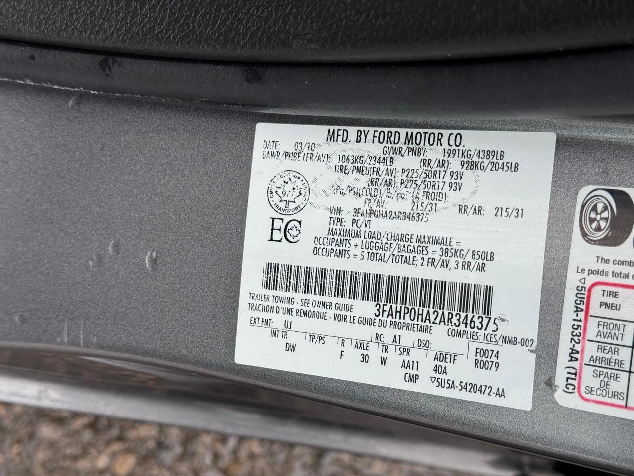 2010 Ford Fusion SE, AUTO, 4 CYL, ONLY 45,000KMS, ALLOYS, CERTIFIED Photo