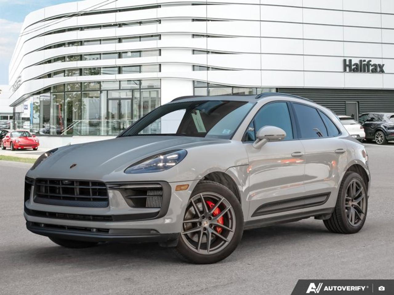 This 2023 Porsche Macan S, now available at Porsche Of Halifax, is finished in Chalk with a Standard Interior in Black and is equipped with a PDK transmission.Unlimited Odometer Warranty until December, 2028! Need more Warranty time? We have extension options available.Powertrain and Drivetrain2.9-litre twin-turbocharged V6 engine producing 375 horsepower and 383 lb-ft of torquePDK transmissionPorsche Active All-Wheel DriveExteriorChalkPanoramic Roof System20 Macan S Wheels in Vesuvius GreyAll-Season Tires for 20-Inch Alloy WheelsLED Headlights in Black incl. Porsche Dynamic Light System Plus (PDLS+)Roof Rails in High Gloss BlackWindow Trim in High Gloss BlackPORSCHE Logo in Satin Black and Model Designation in High Gloss Black on RearSport Tailpipes in BlackExclusive Design Fuel CapUnder Door Puddle Light ProjectorsInterior and SeatingStandard Interior in BlackPower Seats (14-way) with Memory PackageVentilated Seats (Front)Heated Seats (Rear)Heated GT Sport Steering Wheel in Race-TexPorsche Crest on Headrests (Front)Technology and Driver AssistanceBOSE® Surround Sound SystemSurround ViewLane Change Assist (LCA)This Macan S is configured with a performance-focused powertrain, premium comfort features, and advanced visibility and driver assistance systems suitable for everyday driving.Visit www.porscheofhalifax.com or call (902)453-8800 to speak with a Porsche Sales Executive.