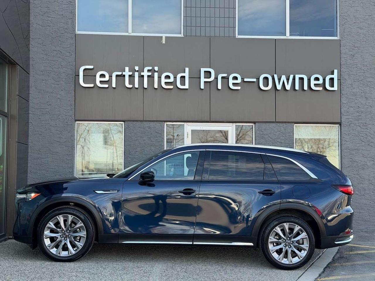 This ACCIDENT FREE Mazda CX-90 GT-P MHEV comes fully loaded with a reliable and responsive 3.3L V6 TURBOCHARGED motor, automatic transmission with selectable drive modes, an amazing ALL WHEEL DRIVE system, premium heated / cooled power leather seats with memory settings, auto-dimming frameless rearview mirror, 360-degree parking camera, front & rear parking sensors, Blind Spot Detection system, 21-inch alloy wheels, heated rear seats, heated leather wrapped steering wheel, automatic adaptive LED headlights, premium 12-speaker BOSE sound system, 10.25-inch screen with wireless APPLE CARPLAY / wireless ANDROID AUTO, Heads Up Display, proximity key with push start, Hands Free Liftgate, wireless smartphone charger, tri-zone automatic climate control, adaptive cruise control, Forward Collision Avoidance with Emergency Braking, Lane Keep Assist, Lane Departure Warning, High Beam Assist, LED daytime running lights and much more!!!