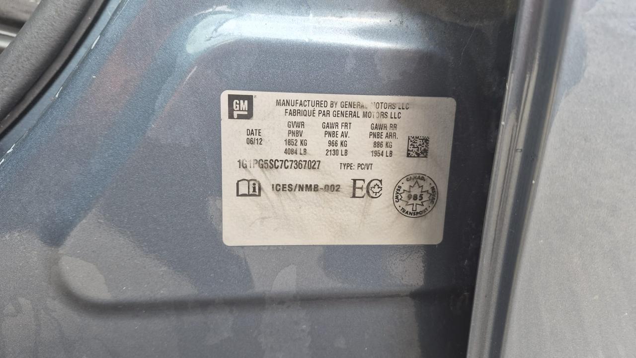 2012 Chevrolet Cruze LT TURBO, AUTO, SEDAN, ONLY 107KMS, CERTIFIED Photo