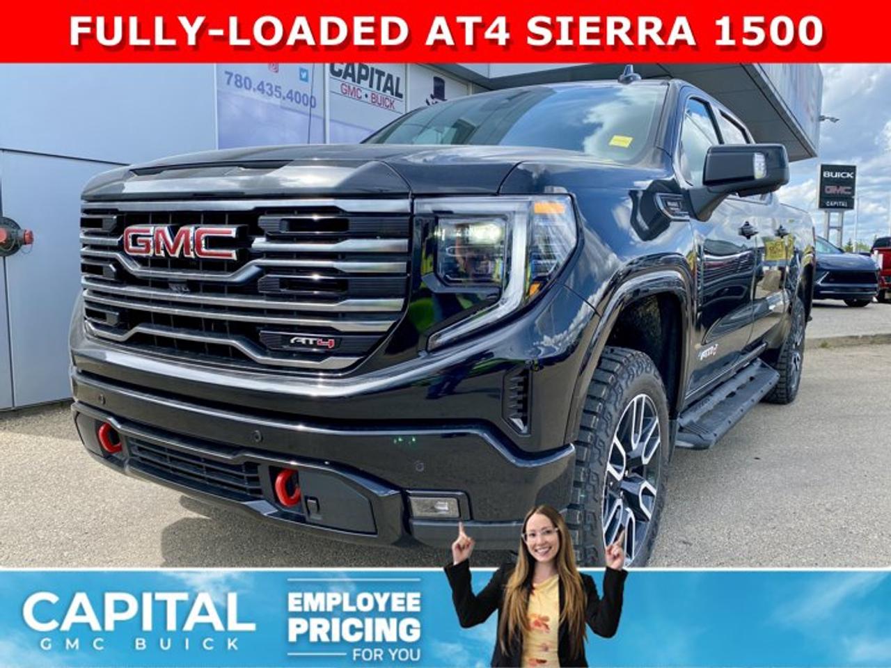 Dont miss out on this limited production Sierra 1500 AT4 Diesel! Fully Equipped with the Premium Plus Package, Technology Package, BLACK BADGING PACKAGE, Heated and Cooled Bucket Seats, Heated Rear Seats, Heated Steering, 360 CAM, 15 Heads-up Display, Rear Streaming Camera Mirror, Body Color Wheel Arch Moldings, Power Sunroof, Wireless Charger, Dual Exhaust, 2 Inch Factory Lift and so much more... This rare truck can be yours so CALL NOWAsk for the Internet Department for more information or book your test drive today! Text 825-445-0521 for fast answers at your fingertips!AMVIC Licensed Dealer - Licence Number B1044900Disclaimer: All prices are plus taxes and include all cash credits and loyalties. See dealer for details. AMVIC Licensed Dealer # B1044900
