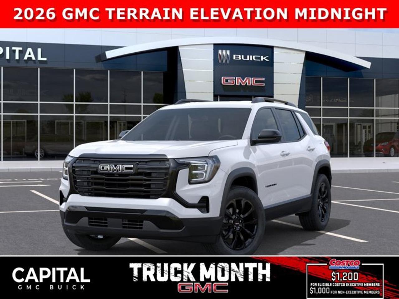 Dont miss out on this 2026 GMC Terrain Elevation MIDNIGHT EDITION! Fully equipped with amazing options like Heated Seats, Heated Steering, Remote Start, Adaptive Cruise Control, Apple CarPlay / Android Auto, Rear Park Assist, Black Wheels and Trim, and so much more... CALL NOWAsk for the Internet Department for more information or book your test drive today! Text 825-445-0521 for fast answers at your fingertips!AMVIC Licensed Dealer - Licence Number B1044900Disclaimer: All prices are plus taxes and include all cash credits and loyalties. See dealer for details. AMVIC Licensed Dealer # B1044900