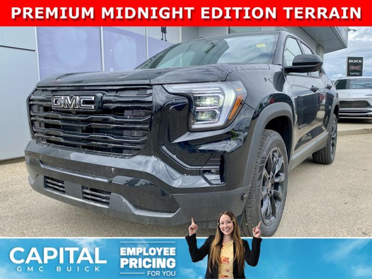 Dont miss out on this FULLY-LOADED 2026 GMC Terrain Elevation MIDNIGHT EDITION... Fully equipped with amazing options like Heated Seats, 360 CAM, Rear Camera Mirror, Panoramic Sunroof, Heated Steering, Remote Start, Adaptive Cruise Control, Apple CarPlay / Android Auto, Rear Park Assist, Power Liftgate, Black Wheels and Trim, and so much more... CALL NOWAsk for the Internet Department for more information or book your test drive today! Text 507-585-4395 for fast answers at your fingertips!AMVIC Licensed Dealer - Licence Number B1044900