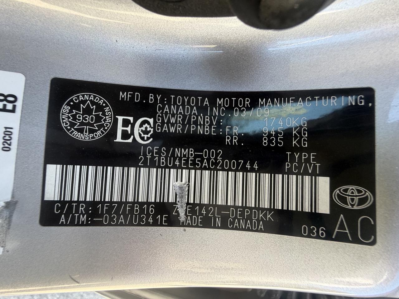 2010 Toyota Corolla AUTO !! YES ONLY 87817 KMS !!! FULLY CERTIFIED !!! Photo