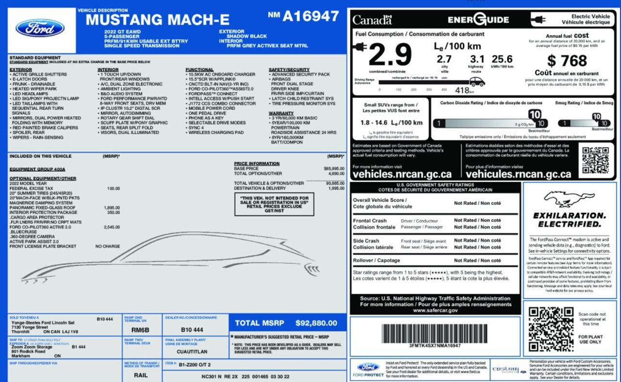 2022 Ford Mustang Mach-E GT Performance Edition  Panoramic Roof   BlueCruis Photo2