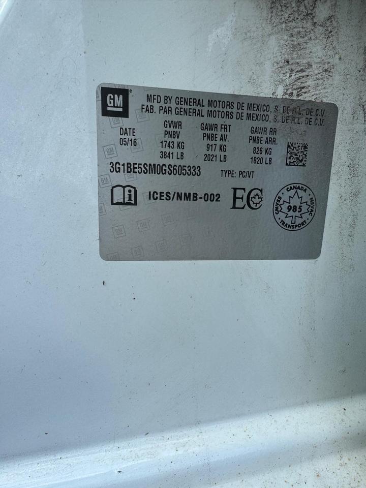 2016 Chevrolet Cruze LT, RUNS AND DRIVES WELL, AS IS SPECIAL Photo