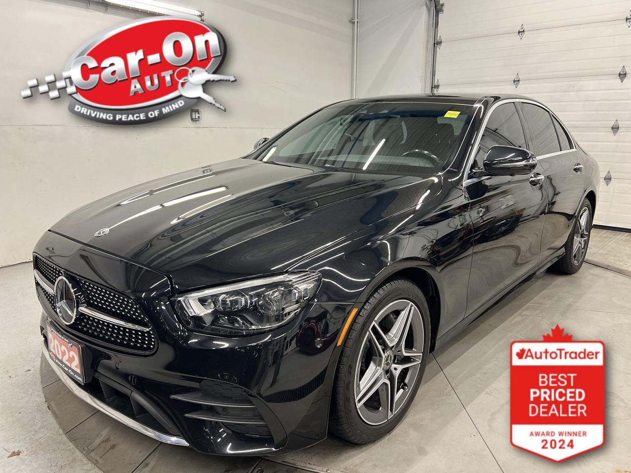 E350 ALL-WHEEL DRIVE W/ 255HP 2.0L TURBO & AMG SPORT PACKAGE!! Leather, panoramic sunroof, heated seats, heads-up display, 360 camera w/ front & rear park sensors, premium Burmester surround system, Android Auto/ Apple CarPlay, seat kinetics, navigation, 18-inch alloys, adaptive cruise control, blind spot monitor, rear cross-traffic alert, pre-collision system, lane departure warning, traffic sign recognition, digital cluster, paddle shifters, dual-zone climate control, keyless entry w/ push start, ambient lighting, power liftgate, full power group incl. power driver seat & passenger seats w/ memory, automatic headlights, Bluetooth and Sirius XM!!