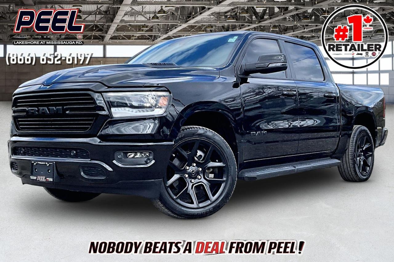 COME SEE WHY NOBODY BEATS A DEAL FROM PEEL! Your Source for ALL make and models used cars and trucks. The True #1 Stellantis Retailer in Ontario for 14 years and running!! (*)

2023 Ram 1500 Sport GT Night Edition Crew Cab 4X4 | 5.7L HEMI V8 w/ eTorque | Diamond Black Crystal Pearl | G/T Package | Heated & Ventilated GT Sport Bucket Seats | Uconnect 12" Touchscreen Display w/ Navigation | 19-speaker Harman/Kardon High Performance Audio System | Dual-pane Panoramic Sunroof | Wireless Apple CarPlay & Android Auto | Heated Steering Wheel | Remote Start | Comfort & Convenience Group | Technology Group | Level 2 Equipment Group | Rebel 12 | Black Tubular Side Steps | Class IV Hitch Receiver | 3.92 Rear Axle Ratio | Mopar Spray-in Bed Liner | Hard Tri-fold Tonneau Cover | Mopar Cold Air Intake System | Passive Cold End Exhaust | Leather-wrapped Steering Wheel w/ Paddle Shifters

One Owner Clean Carfax

This is the kind of Ram 1500 Sport that rarely comes up, a fully loaded 2023 Sport GT Night Edition Crew Cab 4X4 in Diamond Black Crystal Pearl that checks every box and then adds the upgrades enthusiasts actually want, powered by the 5.7L HEMI V8 with eTorque delivering 395 hp and 410 lb-ft of torque with smoother low-end response and refined daily drivability without losing that classic V8 punch. Inside, it is on another level with heated and ventilated GT sport bucket seats, a heated steering wheel, remote start, and the massive 12-inch Uconnect display with navigation, all paired with wireless Apple CarPlay and Android Auto, a dual-pane panoramic sunroof, and a 19-speaker Harman Kardon system that turns the cabin into a true premium environment. The Comfort and Convenience Group, Technology Group, Level 2 Equipment Group, and Rebel 12 setup bring the highest level of features available in a Sport, making it feel closer to a Limited than a mid-trim truck. On the functional side, it is properly equipped with a Class IV hitch, 3.92 rear axle ratio for stronger towing performance, Mopar spray-in bedliner, and a hard tri-fold tonneau cover, while the Mopar cold air intake and passive cold end exhaust add a more aggressive tone and improved airflow. Finished with black tubular side steps and Night Edition styling, this is a one-owner, Clean Carfax truck that stands out as one of the most complete and best-optioned Ram 1500 Sports you will find, delivering performance, luxury, and real capability in one exceptional package.
______________________________________________________

Engage & Explore with Peel Chrysler: Whether youre inquiring about our latest offers or seeking guidance, 1-866-652-6197 connects you directly. Dive deeper online or connect with our team to navigate your automotive journey seamlessly.

WE TAKE ALL TRADES & CREDIT. WE SHIP ANYWHERE IN CANADA! OUR TEAM IS READY TO SERVE YOU 7 DAYS!
______________________________________________________
Our advertised prices are for consumers (i.e end users) only. 

*FREE CarFax (click the link above to check it out at no cost to you!)*

*FULLY CERTIFIED! (Have you seen some of these other dealers stating in their advertisements that certification is an additional fee? NOT HERE! Our certification is already included in our low sale prices to save you more!)

(*) Based on the Eastern Business Center National Ranking reported sales to actual customers, not including demonstrators.
______________________________________________________

Peel Chrysler  A Trusted Destination: Based in Port Credit, Ontario, we proudly serve customers from all corners of Ontario and Canada including Toronto, Oakville, North York, Richmond Hill, Ajax, Hamilton, Niagara Falls, Brampton, Thornhill, Scarborough, Vaughan, London, Windsor, Cambridge, Kitchener, Waterloo, Brantford, Sarnia, Pickering, Huntsville, Milton, Woodbridge, Maple, Aurora, Newmarket, Orangeville, Georgetown, Stouffville, Markham, North Bay, Sudbury, Barrie, Sault Ste. Marie, Parry Sound, Bracebridge, Gravenhurst, Oshawa, Ajax, Kingston, Innisfil and surrounding areas. On our website www.peelchrysler.com, you will find a vast selection of new vehicles including the new and used Ram 1500, 2500 and 3500. Chrysler Grand Caravan, Chrysler Pacifica, Jeep Cherokee, Wrangler and more. All vehicles are priced to sell. We deliver throughout Canada. website or call us 1-866-652-6197. 

Disclaimer Statement: At Peel Chrysler, your satisfaction is our priority. While many pre-owned vehicles originally come with two keys, variations may occur based on trade-ins, and all Peel Chrysler Pre-Owned Vehicles come standard with one key. Any extras provided by the previous owner will be included with your purchase, and additional keys can be bought at the time of sale. Online prices and payments are for finance purchases. Used vehicles that are being financed are subject to a $499 (^$1500 non-prime) financing fee, while cash purchases (certified cheque, bank draft, or wire transfer) on used vehicles have a $2,000 surcharge ( online price + $2,000). Cash purchases of new vehicles only incur applicable taxes and licensing fees, and those priced above $100,000 (including accessories or add-ons) are subject to a federal luxury tax. Optional finance and lease terms are available, and if trading in a vehicle with an outstanding loan balance requiring Peel Chrysler to facilitate the lien payout, a Lien Payout Fee of $349 applies. Prices, rates, and payments are subject to change without notice. While we strive for accuracy, occasional technical or human errors may occur, so we encourage verifying all vehicle details, including features, options, materials, and specifications, with a Peel Chrysler representative by contacting us or visiting our dealership. Experience seamless convenience with our nationwide delivery options. Visit our website or contact us for more details.