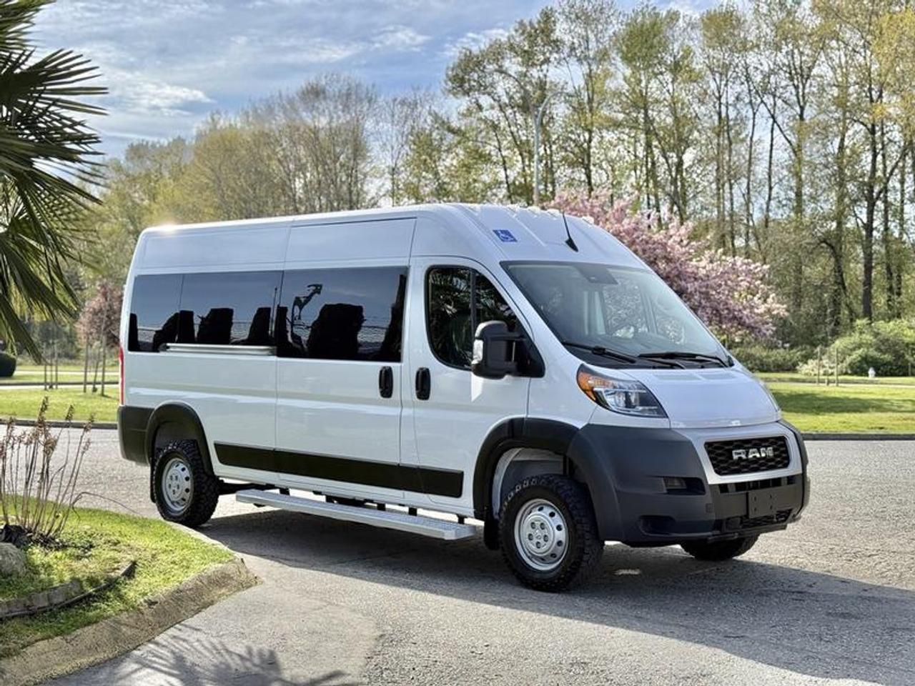 This 2022 Ram ProMaster 2500 high roof van is powered by a 3.6L Pentastar V6 paired with a 9-speed automatic transmission and front-wheel drive, and is configured as a 4-passenger wheelchair accessible vehicle. It features an aluminum wheelchair ramp, floor tie-downs, and an aluminum storage compartment for mobility equipment. The van is equipped with advanced safety features including full-speed forward collision warning plus, pedestrian and cyclist emergency braking, drowsy driver detection, traffic sign recognition, crosswind assist, and electronic stability control with traction control and roll mitigation. Additional equipment includes ParkView backup camera, Uconnect 5 with 7-inch display, Apple CarPlay and Android Auto, SiriusXM radio, push-button start, electric park brake, heavy-duty suspension, and a leather steering wheel. Finished in white with a grey cloth interior, this van offers a modern and practical setup suited for accessible transport or fleet use. This item is currently OFFSITE. You must register an appointment with our office to schedule an offsite viewing. Appointments must be made a minimum of one business day in advance (and as defined by the days that Repo.com is open for business) before your appointment can be scheduled and confirmed. We may, at our own discretion, instead opt to transport smaller items to Repo.coms main yard for viewing purposes.  $75,840.00 plus $375 processing fee, $76,215.00 total payment obligation before taxes.   Listing report, warranty, contract commitment cancellation fee, financing available on approved credit (some limitations and exceptions may apply). All above specifications and information is considered to be accurate but is not guaranteed and no opinion or advice is given as to whether this item should be purchased. We do not allow test drives due to theft, fraud, acts of vandalism and undetectable impaired driving. Instead we provide the following benefits: Complimentary Warranty (with options to extend), Limited Money Back Satisfaction Guarantee on Fully Completed Contracts, Contract Commitment Cancellation, and an Open-Ended Sell-Back Option. Ask seller for details or call 604-522-REPO(7376) to confirm listing availability.