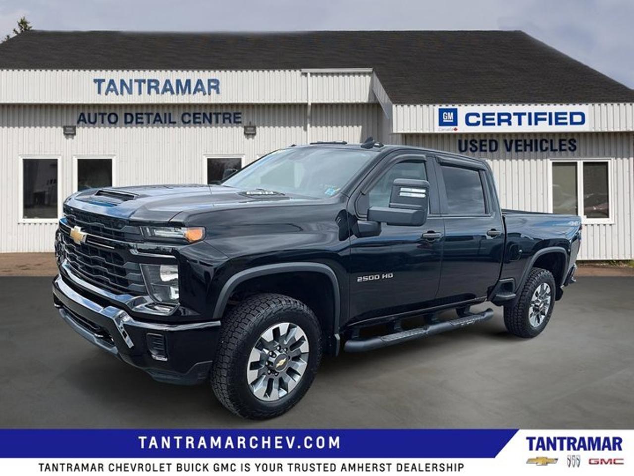 Recent Arrival! Black 2024 Chevrolet Silverado 2500HD Custom 4WD 10-Speed Automatic 6.6L V8Value Market Pricing, 10-Speed Automatic, 4WD, Jet Black Cloth.Certified. GM Certified Details:* 150+ Point Inspection* Exchange policy is 30 days or 2,500 kilometres, whichever comes first* 3 months or 5,000 kilometres (whichever comes first) which can be extended or upgraded to an even more comprehensive Certified Pre-Owned Vehicle Protection Plan* 24/7 roadside assistance for 3 months or 5,000 km (whichever comes first)* 3.99% Financing for 24 Months On Selected Certified Pre-Owned Vehicles 24 Months - 3.99% 36 Months  3.99% 48 Months  3.99% 60 Months - 3.99% 72 Months  4.99% 84 Months - 4.99% Rate valid for the period from February 3, 2026 - March 31, 2026* 1-month OnStar trial and sign up for a paid plan to enjoy the first two months on us. GM Owner Centre and Mobile App. Free SiriusXM Trial