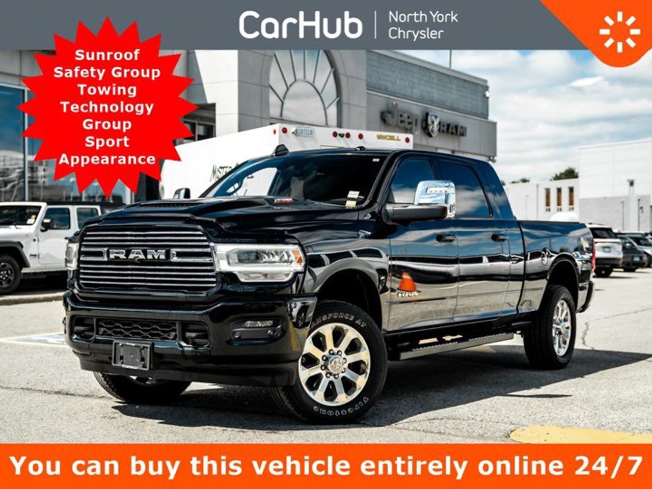 <p>This Ram 2500 delivers a Regular Unleaded V-8 6.4 L/392 engine powering this Automatic transmission. TRANSMISSION: 8-SPEED AUTOMATIC (STD), TRAILER TIRE PRESSURE MONITORING, TOWING TECHNOLOGY GROUP -inc: Centre Stop Lamp w/Cargo Camera, Surround View Camera System, Trailer Reverse Guidance.</p><p>This Ram 2500 Features the Following Options <br />TOW HOOKS, REAR AUTO-LEVELLING AIR SUSPENSION, RADIO: UCONNECT 5 NAV W/12.0 DISPLAY, PROTECTION GROUP -inc: Tow Hooks, POWER SUNROOF, HEAVY-DUTY SNOWPLOW PREP GROUP -inc: 220-Amp Alternator, GVWR: 4,490 KGS (9,900 LBS), ENGINE: 6.4L HEMI V8 (STD), DIAMOND BLACK CRYSTAL PEARL, CENTRE STOP LAMP W/CARGO CAMERA.</p><p>Drive Happy with CarHub</p><p>*** All-inclusive, upfront prices -- no haggling, negotiations, pressure, or games</p><p>*** Purchase or lease a vehicle and receive a $1000 CarHub Rewards card for service.</p><p>*** Purchase this vehicle fully online on CarHub websites</p><p> </p><p>Transparency Statement<br />Online prices and payments are for finance purchases -- please note there is a $850 finance/lease fee. Cash purchases for used vehicles have a $2,350 surcharge (the finance price + $2,350), however cash purchases for new vehicles only have tax and licensing extra -- no surcharge. NEW vehicles priced at over $100,000 including add-ons or accessories are subject to the additional federal luxury tax. While every effort is taken to avoid errors, technical or human error can occur, so please confirm vehicle features, options, materials, and other specs with your CarHub representative. This can easily be done by calling us or by visiting us at the dealership. CarHub used vehicles come standard with 1 key. If we receive more than one key from the previous owner, we include them with the vehicle. Additional keys may be purchased at the time of sale. Ask your Product Advisor for more details. Payments are only estimates derived from a standard term/rate on approved credit. Terms, rates and payments may vary. Prices, rates and payments are subject to change without notice. Please see our website for more details.</p>