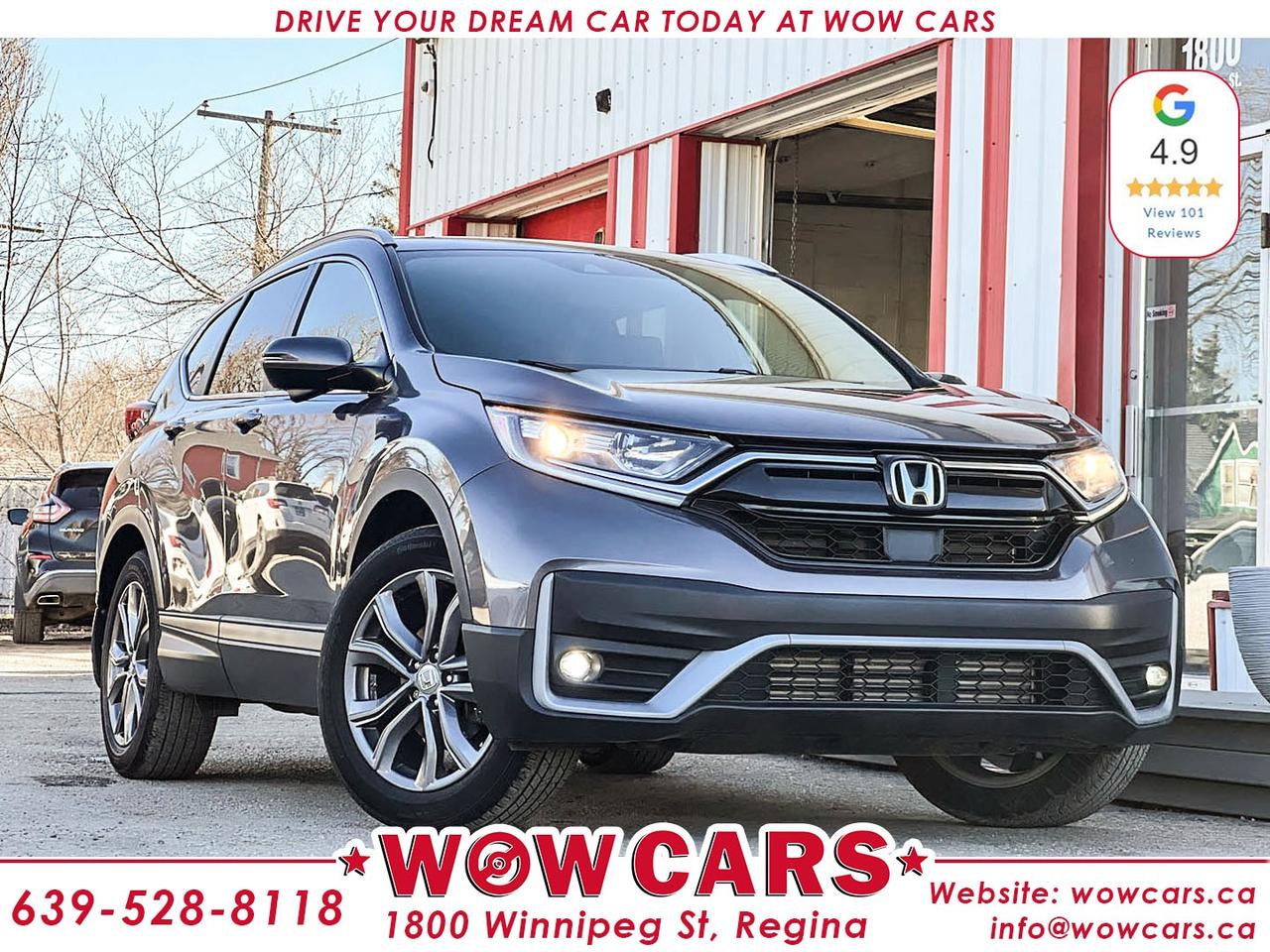 2021 Honda CR-V Sport AWDOdometer: 45,210kmPrice: $34,990+taxFinancing Available <br/> <br/> <br/> WOW Factors:--Certified and mechanical inspection <br/> -No Accidents <br/> -One Owner <br/> <br/> Highlight features:--Apple Carplay, Android Auto <br/> -Front Collision Warning <br/> -Lane Keep Departure Warning <br/> -All-Wheel Drive <br/> -Alloy Wheels <br/> -Power Seats <br/> -Heated Seats <br/> -Heated Steering Wheel <br/> -Blindspot camera <br/> -Sunroof <br/> -Adaptive Cruise Control <br/> -Power Tailgate <br/> -Power side mirrors <br/> -Key less entry <br/> -Backup-Camera <br/> -Remote Starter and much more. <br/> <br/> <br/> Financing Available <br/> Driven by Trust, Powered by Family  Your Destination for Quality Pre-Owned Vehicles <br/> At our family-owned dealership, customer satisfaction isnt just a goal  its our promise. We specialize in pre-owned Cars, SUVs, Vans, and Trucks, offering standout value with the WOW factors that set us apart. From exceptional Google reviews to unmatched after-sales service, we go above and beyond to make your experience seamless, transparent, and friendly. <br/> <br/> <br/> Visit WOW CARS Today at 1800 Winnipeg Street Regina, SK S4P1G2, or give us a call at (639) 528-8II8. <br/>