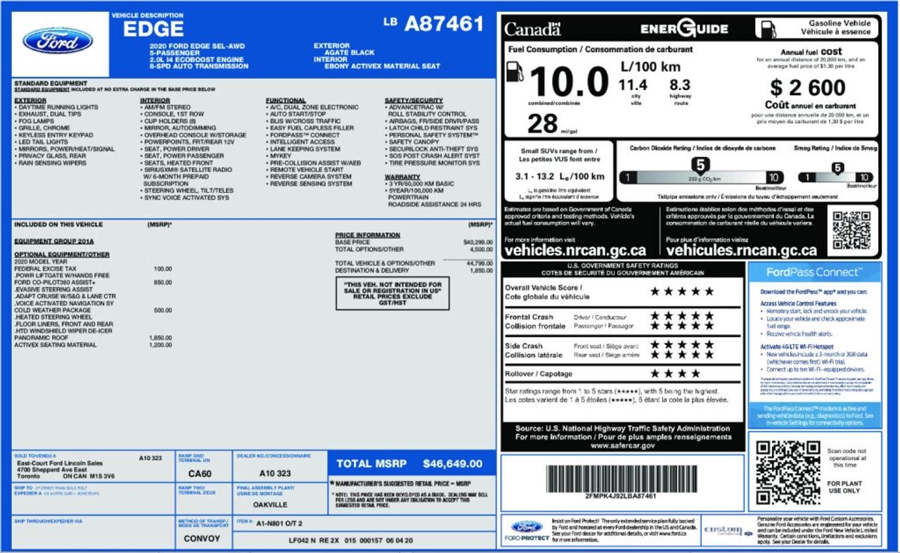 2020 Ford Edge SEL AWD   $4500 Factory Options   Panoramic Roof Photo