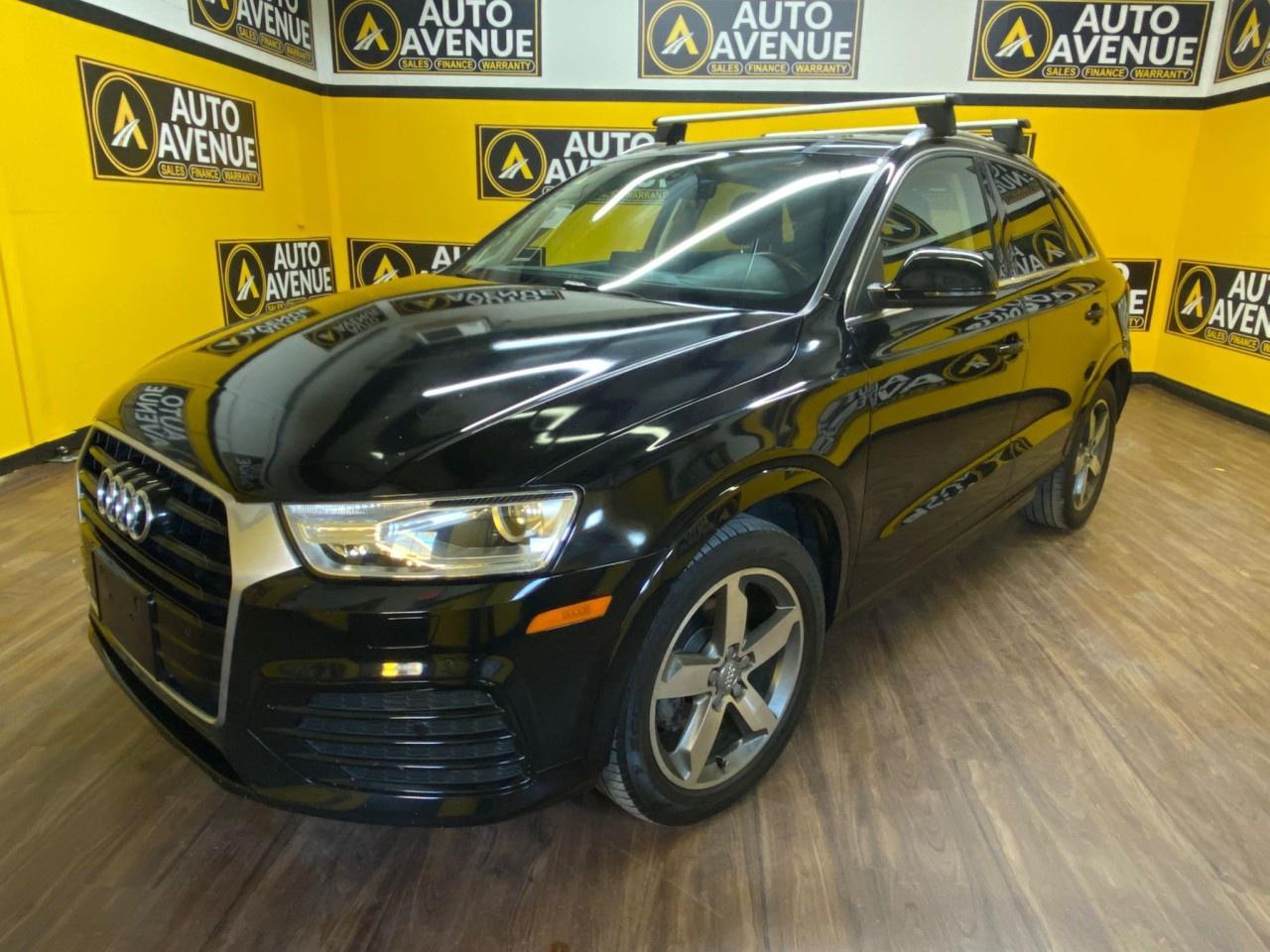 EXPERIENCE PREMIUM COMFORT AND SPORTY PERFORMANCE WITH THIS WELL-APPOINTED 2018 AUDI Q3 PROGRESSIV. POWERED BY A RESPONSIVE 2.0L TFSI ENGINE AND QUATTRO ALL-WHEEL DRIVE, IT DELIVERS CONFIDENT HANDLING IN ALL CONDITIONS. ENJOY STANDARD FEATURES LIKE A PANORAMIC SUNROOF, LEATHER SEATING, DUAL-ZONE CLIMATE CONTROL, HEATED FRONT SEATS, AND AUDIS MMI INFOTAINMENT SYSTEM WITH BLUETOOTH CONNECTIVITY. WITH ITS REFINED INTERIOR, BOLD EXTERIOR STYLING, AND TRUSTED GERMAN ENGINEERING, THE Q3 PROGRESSIV OFFERS A PERFECT BALANCE OF LUXURY AND VERSATILITY.<br /><br /> AUTO AVENUE IS AN AMVIC LICENSED DEALERSHIP, COMMITTED TO PROVIDING EXCEPTIONAL SERVICE AND QUALITY VEHICLES WITH FLEXIBLE PAYMENT OPTIONS. <br/> <br/>