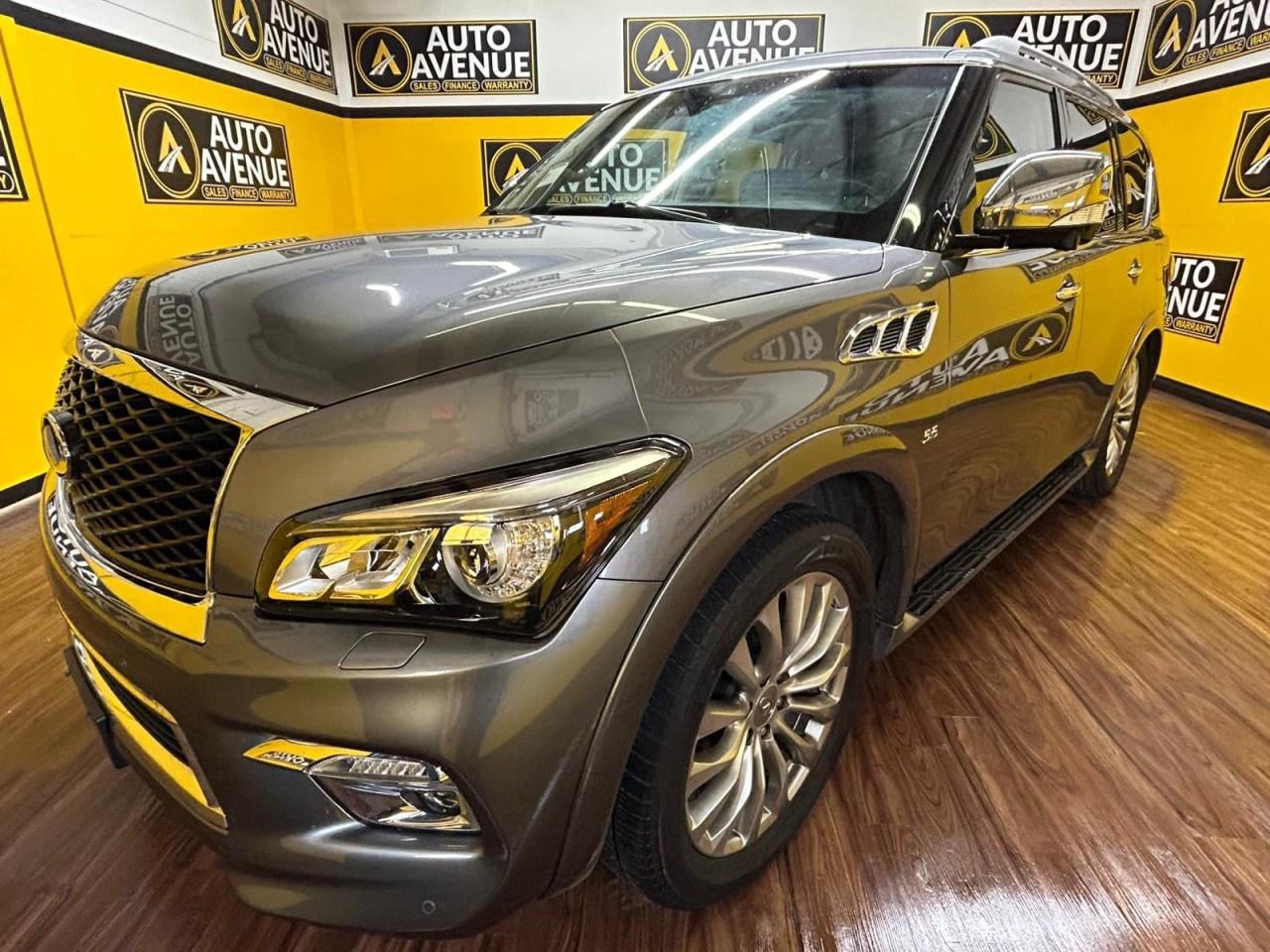 EXPERIENCE LUXURY, POWER, AND SPACE WITH THIS 2017 INFINITI QX80. THIS FULL-SIZE SUV COMBINES A STRONG V8 ENGINE WITH SMOOTH HANDLING AND A REFINED, WELL-CRAFTED INTERIOR, DELIVERING COMFORT AND PERFORMANCE FOR BOTH DAILY DRIVES AND LONG ROAD TRIPS. STANDARD FEATURES INCLUDE AIR CONDITIONING, POWER WINDOWS AND LOCKS, CRUISE CONTROL, AND ADVANCED SAFETY SYSTEMS INCLUDING MULTIPLE AIRBAGS AND STABILITY CONTROL FOR PEACE OF MIND ON EVERY JOURNEY. WITH ITS SPACIOUS CABIN, PREMIUM FINISHES, AND GENEROUS CARGO CAPACITY, THE QX80 PROVIDES LUXURY AND FUNCTIONALITY IN ONE IMPRESSIVE PACKAGE. DON&rsquo;T MISS OUT&mdash;CONTACT US TODAY TO SCHEDULE YOUR TEST DRIVE AND EXPERIENCE IT FOR YOURSELF!<br /><br />AUTO AVENUE IS AN AMVIC LICENSED DEALERSHIP, COMMITTED TO PROVIDING EXCEPTIONAL SERVICE AND QUALITY VEHICLES WITH FLEXIBLE PAYMENT OPTIONS. <br/>