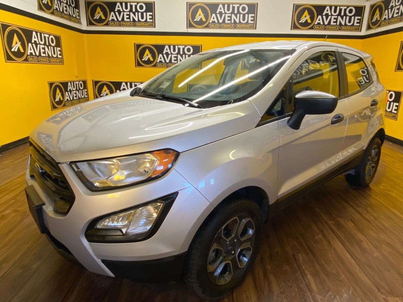 ENJOY AGILE PERFORMANCE, PRACTICALITY, AND MODERN STYLE WITH THIS 2018 FORD ECOSPORT S. THIS COMPACT SUV OFFERS A SMOOTH RIDE, USERFRIENDLY HANDLING, AND A WELLDESIGNED INTERIOR PERFECT FOR DAILY COMMUTES OR WEEKEND GETAWAYS. STANDARD FEATURES INCLUDE AIR CONDITIONING, POWER WINDOWS AND LOCKS, CRUISE CONTROL, AND ADVANCED SAFETY SYSTEMS SUCH AS MULTIPLE AIRBAGS AND STABILITY CONTROL FOR PEACE OF MIND ON EVERY DRIVE. WITH ITS FLEXIBLE CARGO SPACE AND COMFORTABLE CABIN, THE ECOSPORT S DELIVERS BOTH VALUE AND VERSATILITY IN A FUNTODRIVE PACKAGE. DON&rsquo;T WAIT&mdash;CONTACT US TODAY TO SCHEDULE YOUR TEST DRIVE AND EXPERIENCE IT FOR YOURSELF!<br /><br />AUTO AVENUE IS AN AMVIC LICENSED DEALERSHIP, COMMITTED TO PROVIDING EXCEPTIONAL SERVICE AND QUALITY VEHICLES WITH FLEXIBLE PAYMENT OPTIONS. <br/>