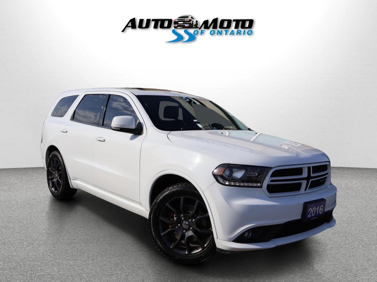 <p>*SAFETY INCLUDED*ACCIDENT FREE*LOCAL ONTARIO CAR*2nd SET WINTER TIRES*<span>7 PASSENGERS</span><span>* </span><span>Very Clean 5.7L V8 Dodge Durango R/T with Automatic Transmission. White on Black Leather </span><span>Interior. Fully Loaded with: Power Windows, Power Door Locks, and Power Heated Mirrors, </span><span>AUX, AC, Keyless, </span><span>Push To Start, Back Up Camera, Navigation System, Back Up Sensors, Cruise Control, Bluetooth, Alloys, Heated Seats, </span><span>Side Turning Signals, Shifter Paddles, Power Front Seats, Power Tail Gate, Heated Steering Wheel, and ALL THE POWER OPTIONS!!!! </span></p><p><span>-------------------------------------------------</span><br><span>Financing options are available start from 6.29% with $0 Down payment O.A.C.</span><br><span>-------------------------------------------------</span><br><span>SAFETY CERTIFICATION INCLUDED*** Vehicle comes with: Safety Certification, and Car Fax Report ALL INCLUDED!! At no extra cost to you!! Dont miss this opportunity to own a high-quality, pre-owned vehicle. </span><br><span>-------------------------------------------------</span><br><span>Additionally, our vehicles qualify for up to 4 years of extended warranty. Please speak to your sales representative for more information.</span><br><span>-------------------------------------------------</span><br><span>We are open Monday to Saturday from 10am - 6pm, Sundays Closed.</span><br><span>-------------------------------------------------</span><br><span>We also welcome trade-ins, with on-site buyers available to estimate your vehicle on the same day.</span><br><span>-------------------------------------------------</span><br><span>Visit us at 3219 Harvester Road, Burlington, L7N 3N8 or call us at Nine O Five-281-2255 for more information.</span><br><span>------------------------------------------------</span><br><span>Check our inventory at www automotoinc ca</span></p>