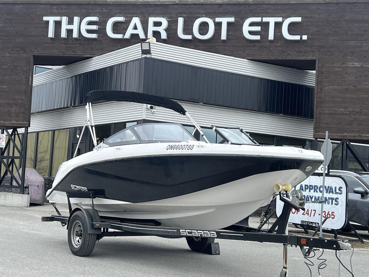Used 2019 - SCARAB 195  BOW RIDER 1.5L ROTAX SUPERCHARGED ENGINE (200HP), JET DRIVE SYSTEM, ONLY 71 HOURS, SEATING FOR 8, KICKER SOUND for sale in Sudbury, ON