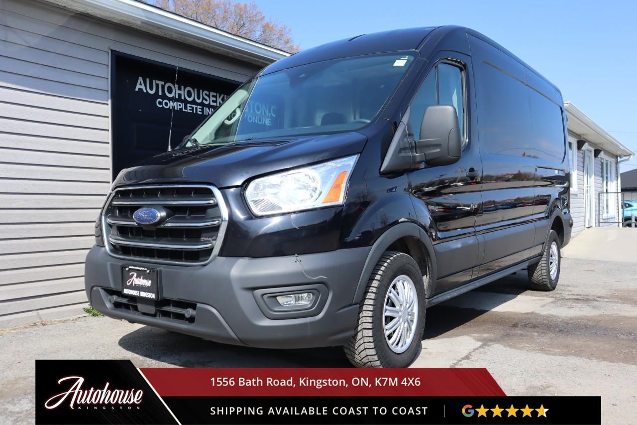 <p><strong>The 2020 Ford Transit 350 Base</strong><span style=color:rgba( 0 , 0 , 0 , 0.9 )>  Commercial-grade capability meets versatile configuration in this full-size cargo van, featuring a 3.5-liter EcoBoost twin-turbo V6 delivering 310 horsepower and 400 lb-ft of torque through a 10-speed SelectShift automatic transmission with rear-wheel drive, achieving an <strong>estimated 14.3 L/100km city and 10.2 L/100km highway fuel efficiency.</strong> The 350 Base trim provides a robust foundation with dual rear wheels, heavy-duty suspension, and a high roof configuration offering 4,129 litres of cargo capacity with full, custom metal shelving units. Inside the functional cabin, vinyl seating includes 2-way manual driver seat, tilt and telescopic steering column, air conditioning, and an AM/FM stereo with 4-inch display, Bluetooth connectivity, and a 4-speaker audio system. Standard safety features include AdvanceTrac with Roll Stability Control, Side Wind Stabilization, Trailer Sway Control, and a rearview camera. Additional features include power windows with driver one-touch down, remote keyless entry, 60/40 split swing-out rear cargo doors, sliding side door, and up to 4,536-pound payload capacity with 7,500-pound towing capacity. Clean Carfax included!</span></p>
