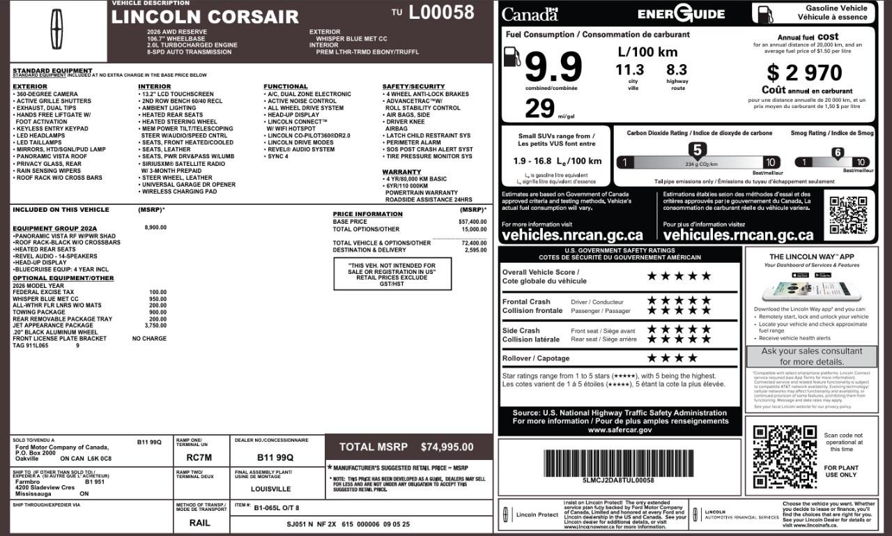 2026 Lincoln Corsair Reserve AWD Photo