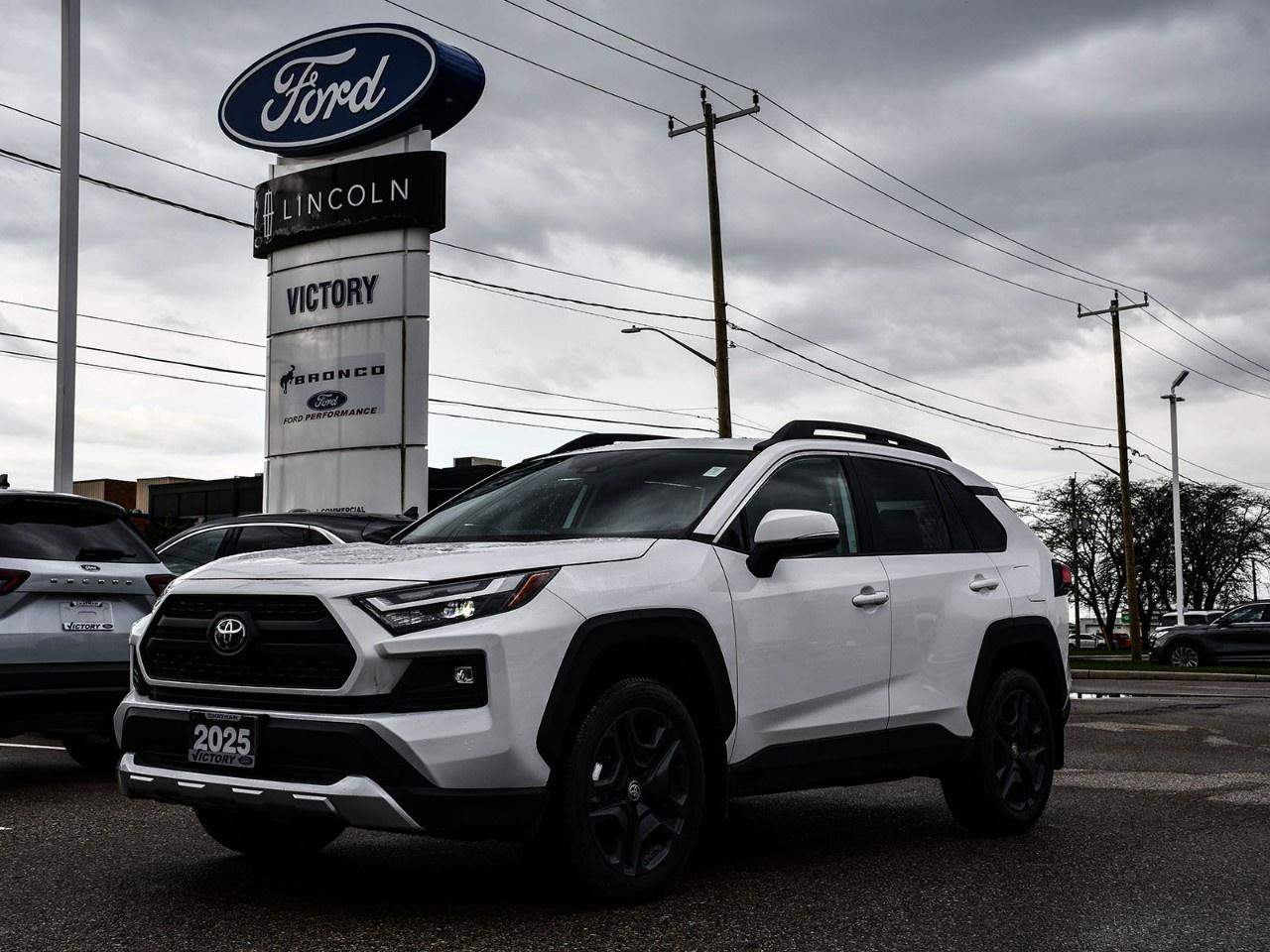 <h2>NOW AVAILABLE AT VICTORY FORD LINCOLN</h2><h1>2025 Toyota RAV4 Trail</h1><h3>Trail Edition  AWD Capability  Rugged Styling  Adventure-Ready SUV</h3><p>This 2025 Toyota RAV4 Trail is built for those who want capability and versatility without sacrificing comfort. With its rugged styling, advanced all-wheel drive system, and off-road-inspired features, this RAV4 is ready for both city driving and weekend adventures.</p><h3>POWER & PERFORMANCE</h3><ul><li><p>2.5L 4-Cylinder Engine</p></li><li><p>8-Speed Automatic Transmission</p></li><li><p>Dynamic Torque Vectoring All-Wheel Drive</p></li><li><p>Multi-Terrain Select System</p></li><li><p>Smooth and Efficient Performance</p></li><li><p>Confident Off-Road Capability</p></li></ul><h3>TRAIL FEATURES</h3><ul><li><p>Unique Trail Edition Styling</p></li><li><p>Off-Road Tuned Suspension</p></li><li><p>All-Terrain Tires</p></li><li><p>Roof Rails</p></li><li><p>Trail-Specific Interior Accents</p></li></ul><h3>EXTERIOR FEATURES</h3><ul><li><p>LED Headlights & Taillights</p></li><li><p>Power Liftgate</p></li><li><p>Heated Exterior Mirrors</p></li><li><p>Rugged Exterior Cladding</p></li><li><p>Bold Toyota Styling</p></li></ul><h3>INTERIOR & COMFORT</h3><ul><li><p>Premium Cloth Seating</p></li><li><p>Heated Front Seats</p></li><li><p>Heated Steering Wheel</p></li><li><p>Dual-Zone Climate Control</p></li><li><p>Power Driver Seat</p></li><li><p>Spacious Seating for 5</p></li><li><p>Flexible Cargo Area</p></li></ul><h3>TECHNOLOGY</h3><ul><li><p>Touchscreen Infotainment System</p></li><li><p>Navigation System</p></li><li><p>Apple CarPlay® & Android Auto</p></li><li><p>Bluetooth Connectivity</p></li><li><p>USB Ports</p></li><li><p>Digital Driver Display</p></li></ul><h3>SAFETY & DRIVER ASSISTANCE</h3><ul><li><p>Toyota Safety Sense</p></li><li><p>Adaptive Cruise Control</p></li><li><p>Lane Departure Alert with Steering Assist</p></li><li><p>Blind Spot Monitoring</p></li><li><p>Pre-Collision System</p></li><li><p>Rear View Camera</p></li></ul><h3>HIGHLIGHTS</h3><ul><li><p>Trail Edition</p></li><li><p>All-Wheel Drive</p></li><li><p>Off-Road Capability</p></li><li><p>Rugged Styling</p></li><li><p>Advanced Safety Features</p></li><li><p>Everyday Practicality</p></li></ul><h3>Special Offer:</h3><p><strong>Peace of Mind Included:</strong> 3-Month Comprehensive Warranty (for vehicles under 10 years old & under 160,000 km) No-Haggle, Live Market Pricing  Transparent & Competitive All-Inclusive Pricing: Fees, Reconditioning, and Full Detailing Included (Taxes & Licensing Extra)</p><h4>Additional Details:</h4><p><strong>Keys:</strong> Standard with one key. Additional keys (if provided by the previous owner) included at no cost. Optional key purchases available upon request.</p><p><strong>Visit Victory Ford Lincoln Today</strong> Schedule your appointment to experience this exceptional vehicle.</p>
