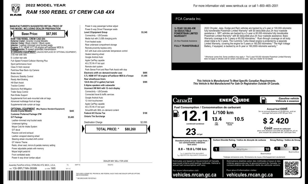 2022 RAM 1500 Rebel 4x4 Crew Cab 5'7" Box Photo