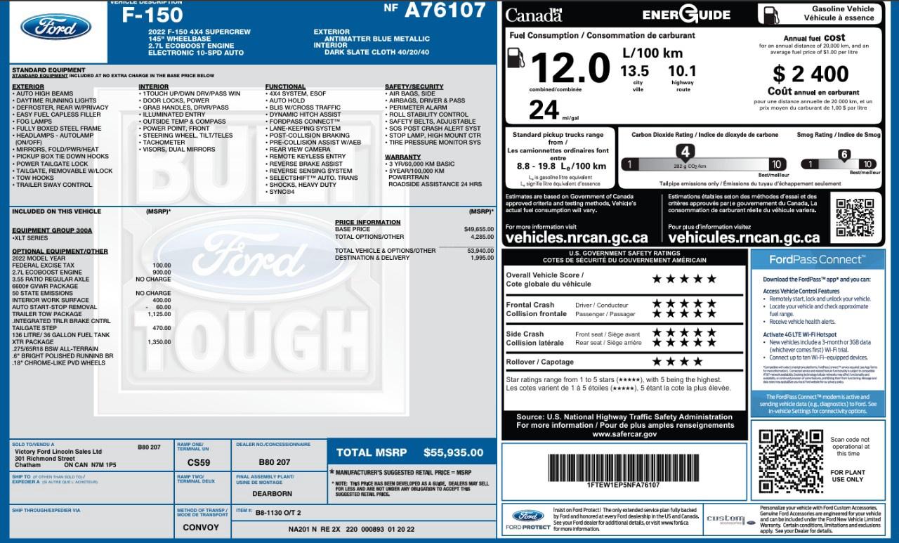 2022 Ford F-150 XLT 4WD SuperCrew 5.5' Box Photo